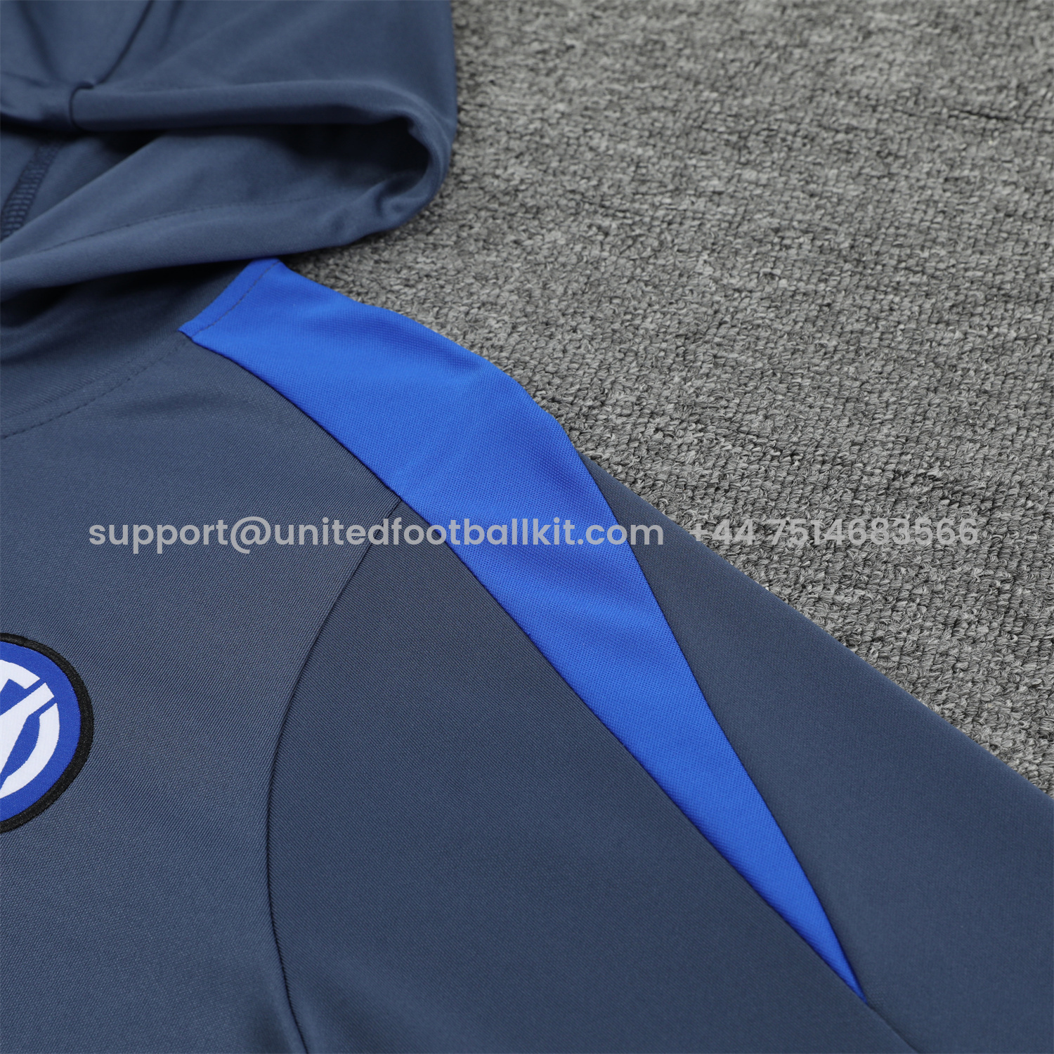 Unitedfootballkit.com | Inter Milan 24-25 Training Hoodie Set - Blue - Gray Hoodie and Pants -Customize Name, Number and Patch | Worldwide Shipping