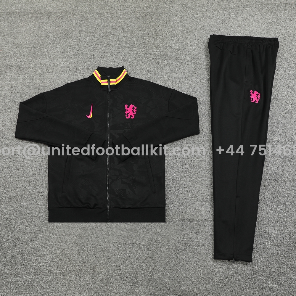 Unitedfootballkit.com | C.H.E.L.S.E.A 24-25 Jacket Training Tracksuit - Black -Customize Name, Number and Patch | Worldwide Shipping