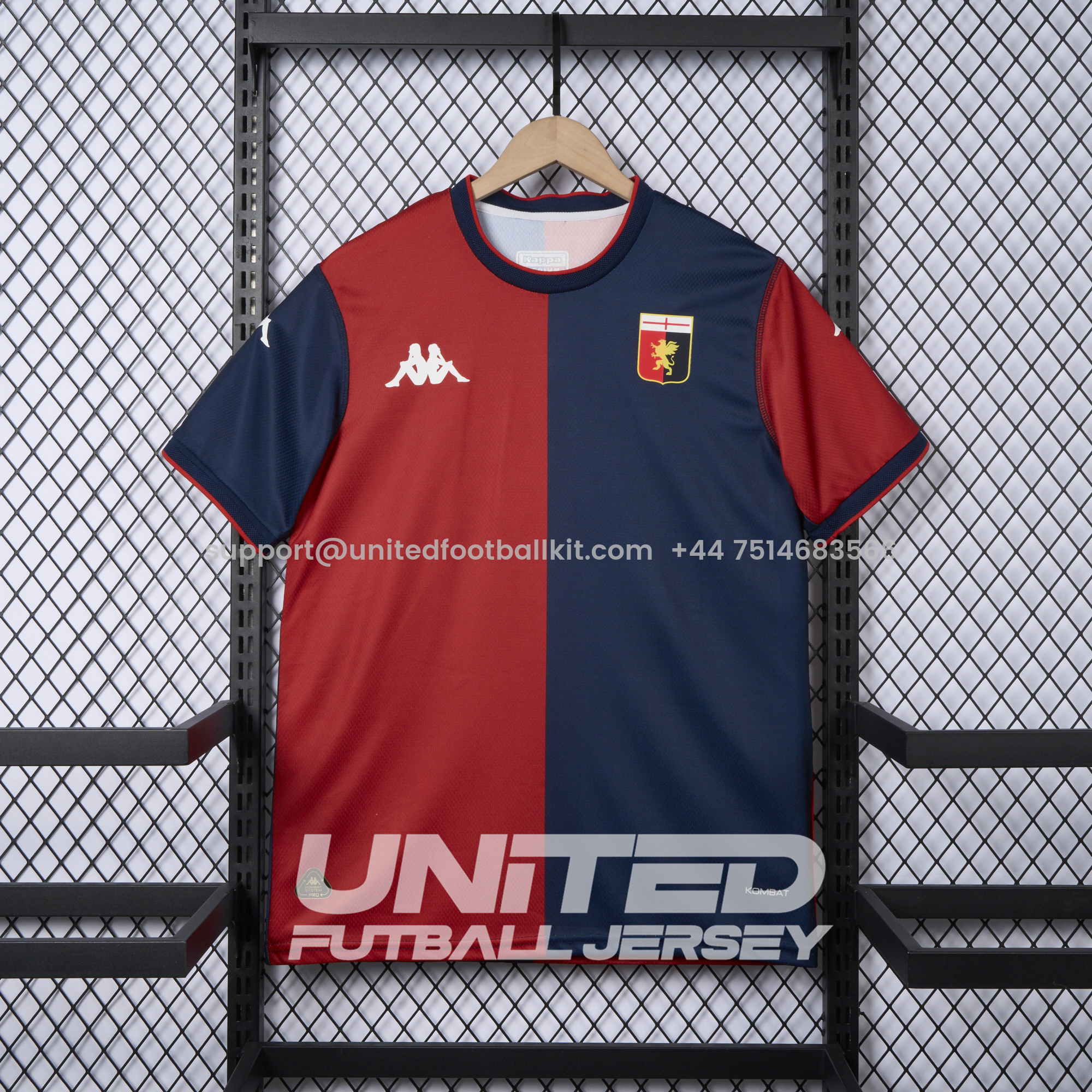 Unitedfootballkit.com | Genoa 24-25 Home Unsponsored Jersey - Fans Version -Customize Name, Number and Patch | Worldwide Shipping