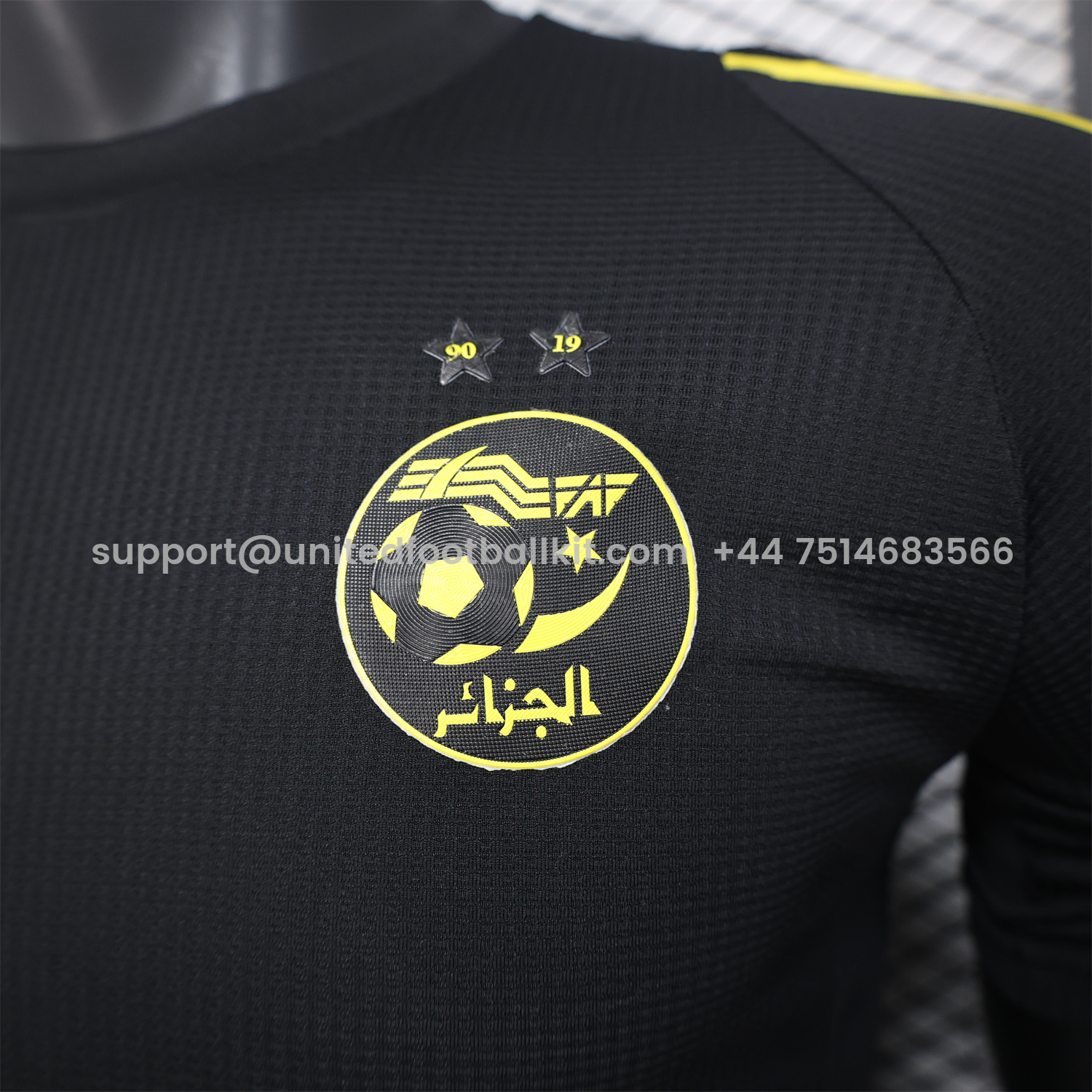 Unitedfootballkit.com | Algeria 25-26 Pure Black Jersey with Yellow Line - Player Version -Customize Name, Number and Patch | Worldwide Shipping