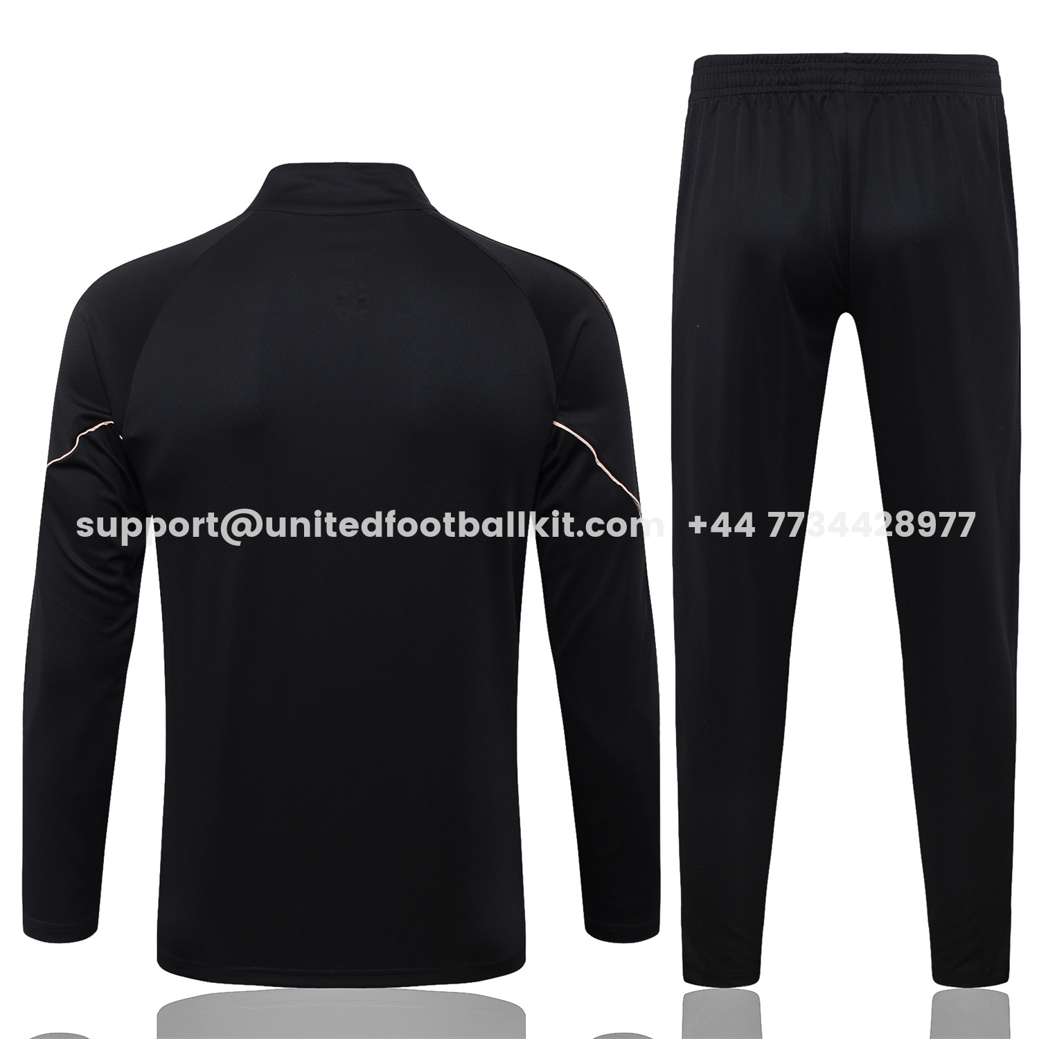 Unitedfootballkit.com | Portugal 2026 Long Sleeve Training Set - Gold Lines Black Top & Pants -Customize Name, Number and Patch | Worldwide Shipping