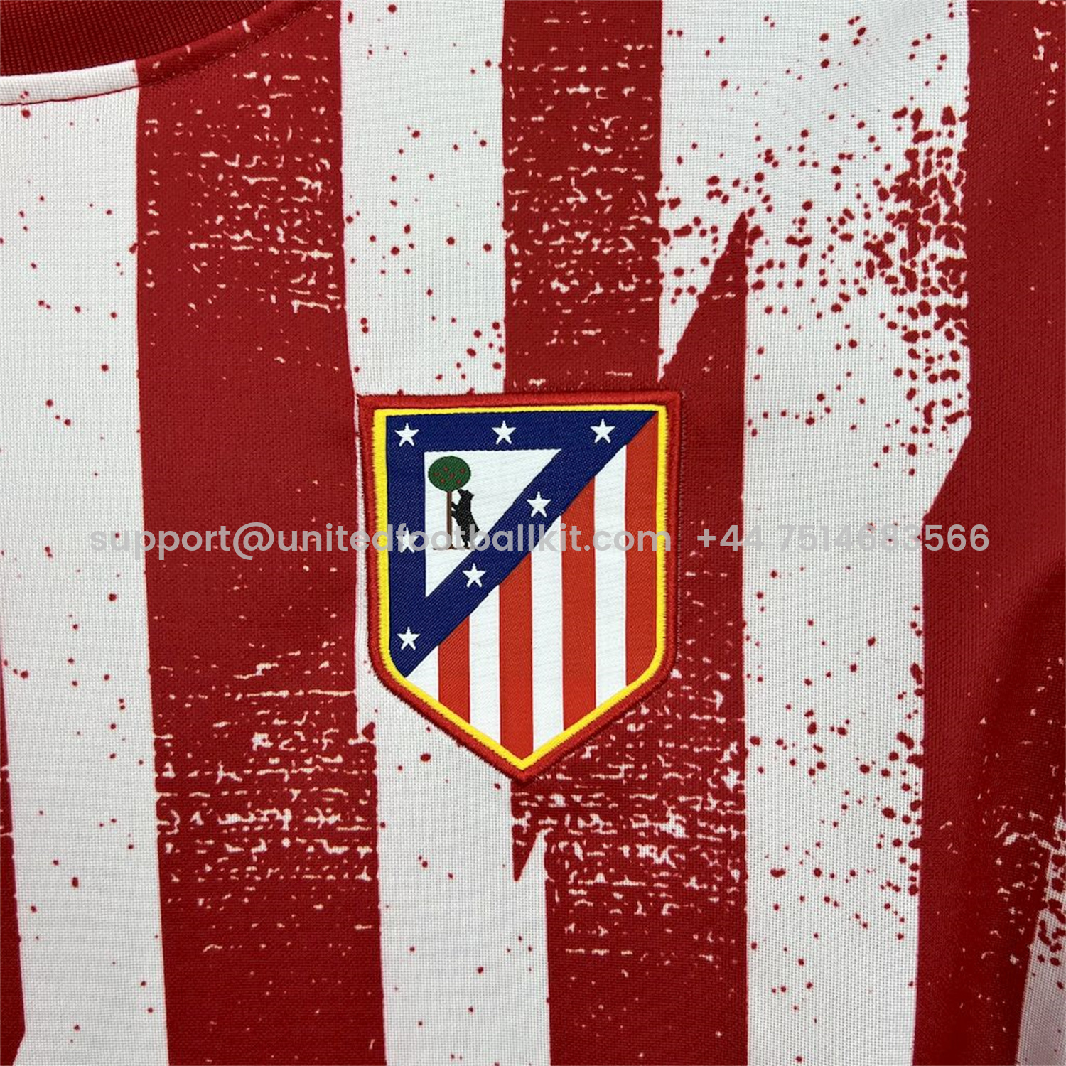 Unitedfootballkit.com | Atletico Madrid 25-26 Red White Stripes Pre-Match Training Long Sleeves Jersey - Fans Version -Customize Name, Number and Patch | Worldwide Shipping