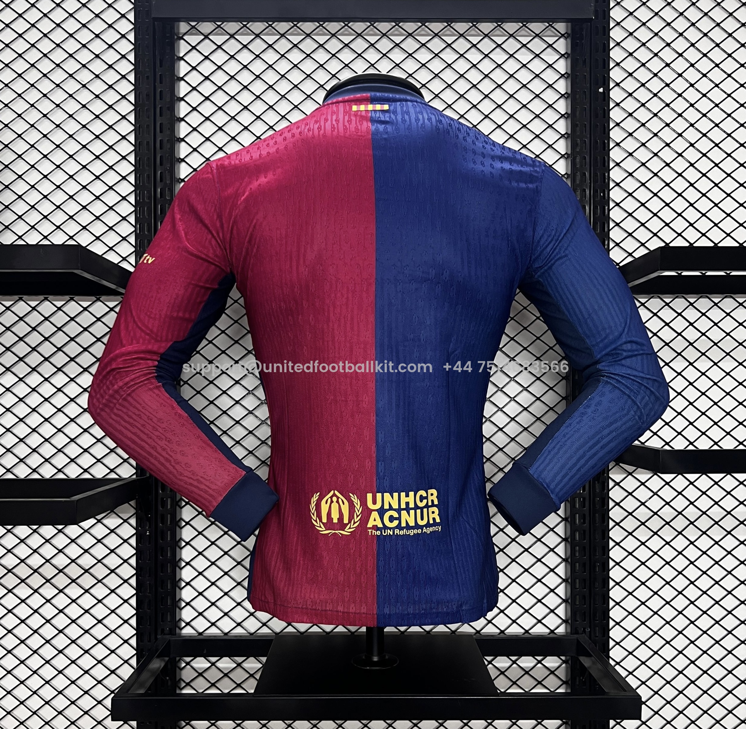 Unitedfootballkit.com | Barcelona 24-25 Home Long Sleeve Jersey with Big Logo - Player Version -Customize Name, Number and Patch | Worldwide Shipping
