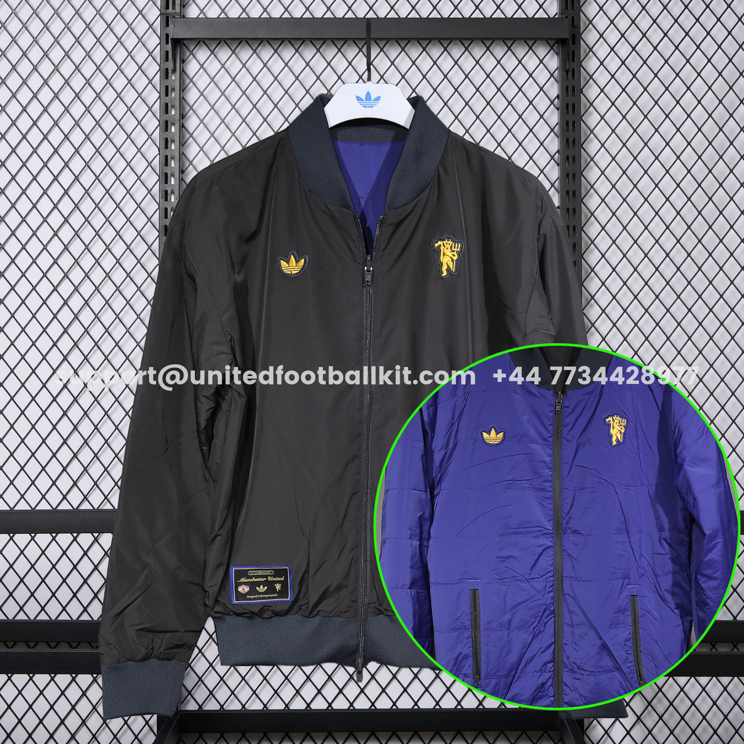 Unitedfootballkit.com | Manchester United 25-26 Double Sided Reversible Windbreaker - Black & Purple -Customize Name, Number and Patch | Worldwide Shipping