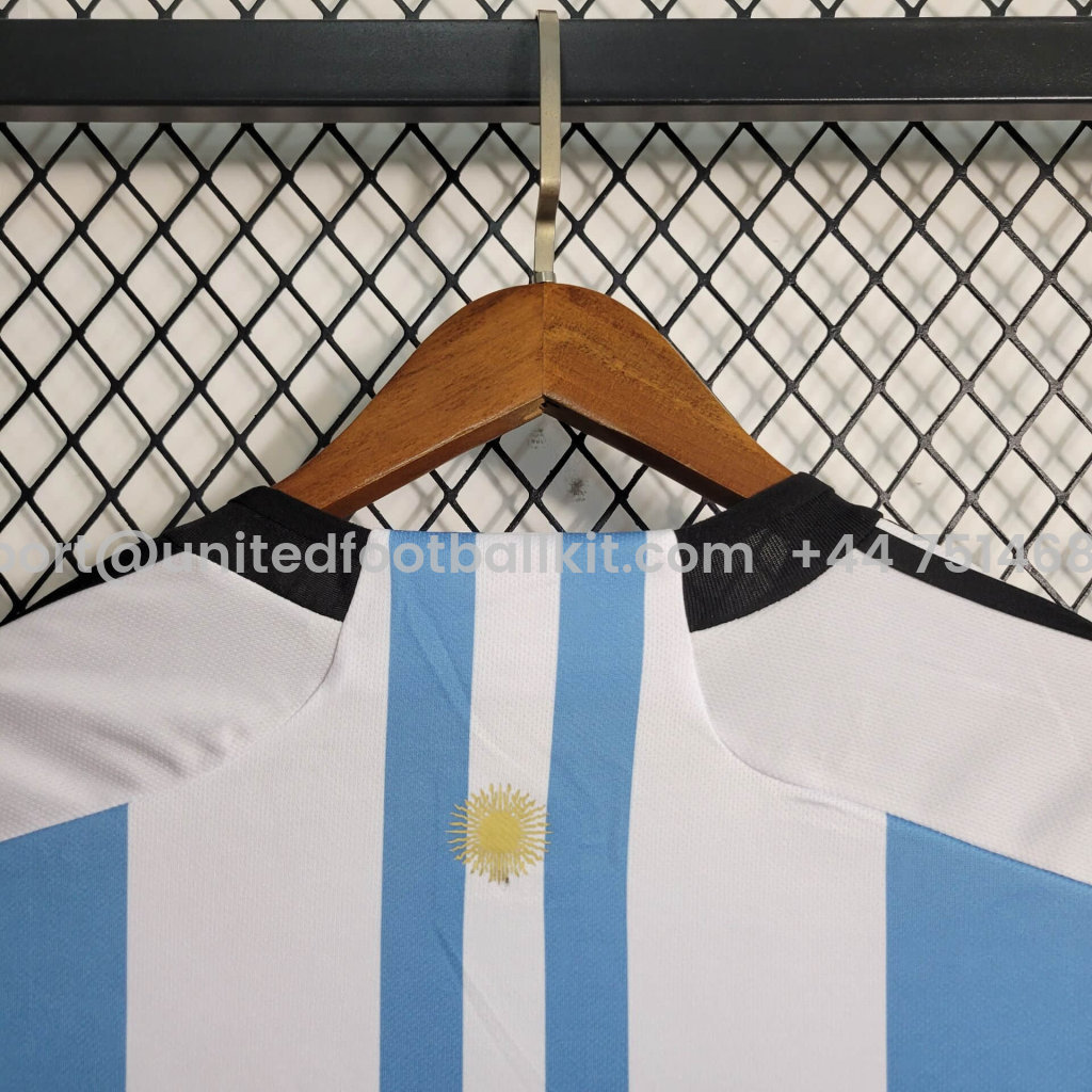 Unitedfootballkit.com | Argentina 3 Stars 22-23 Home Long Sleeve Jersey - Fans Version -Customize Name, Number and Patch | Worldwide Shipping
