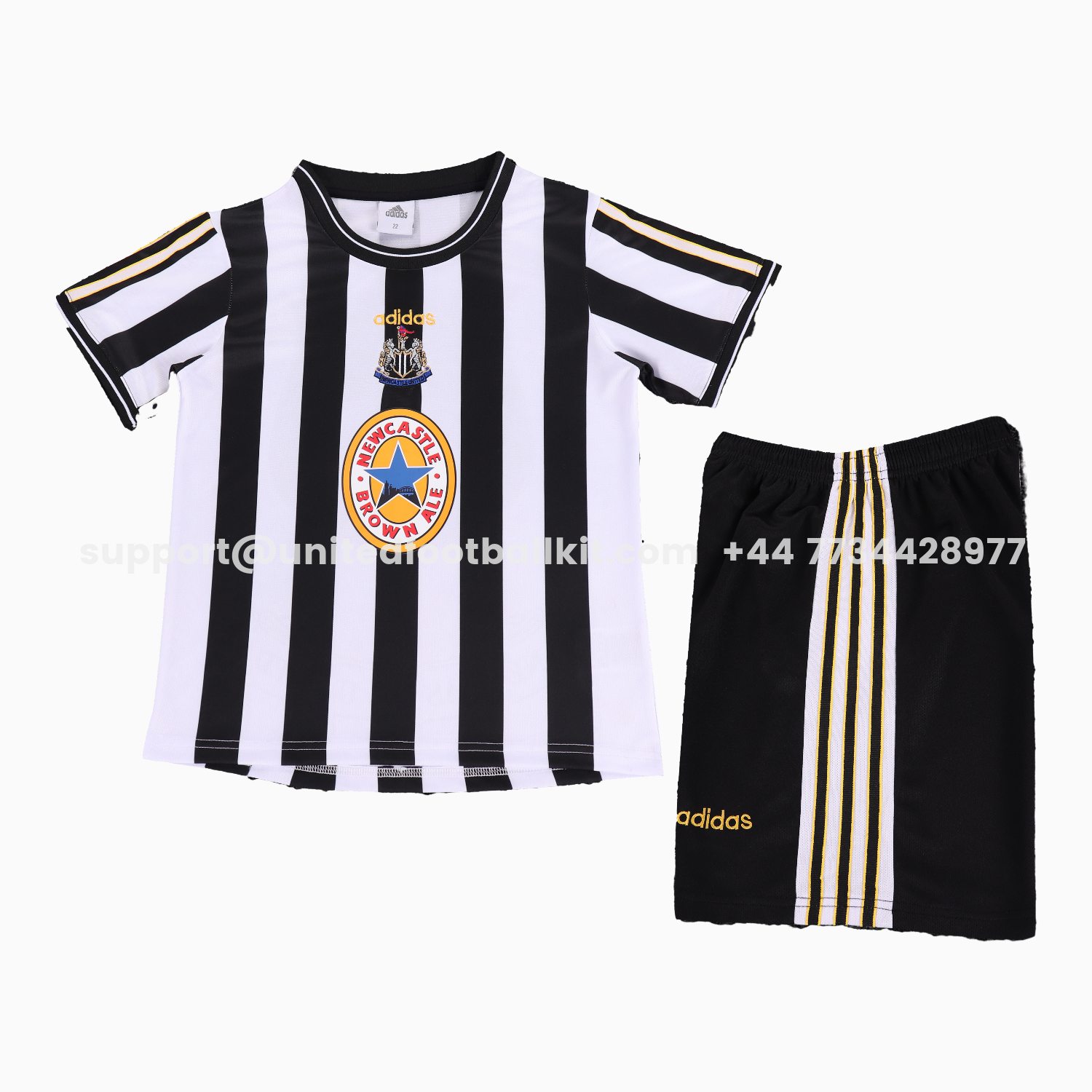 Unitedfootballkit.com | Retro Newcastle United 1997-99 Home Kids Kit -Customize Name, Number and Patch | Worldwide Shipping