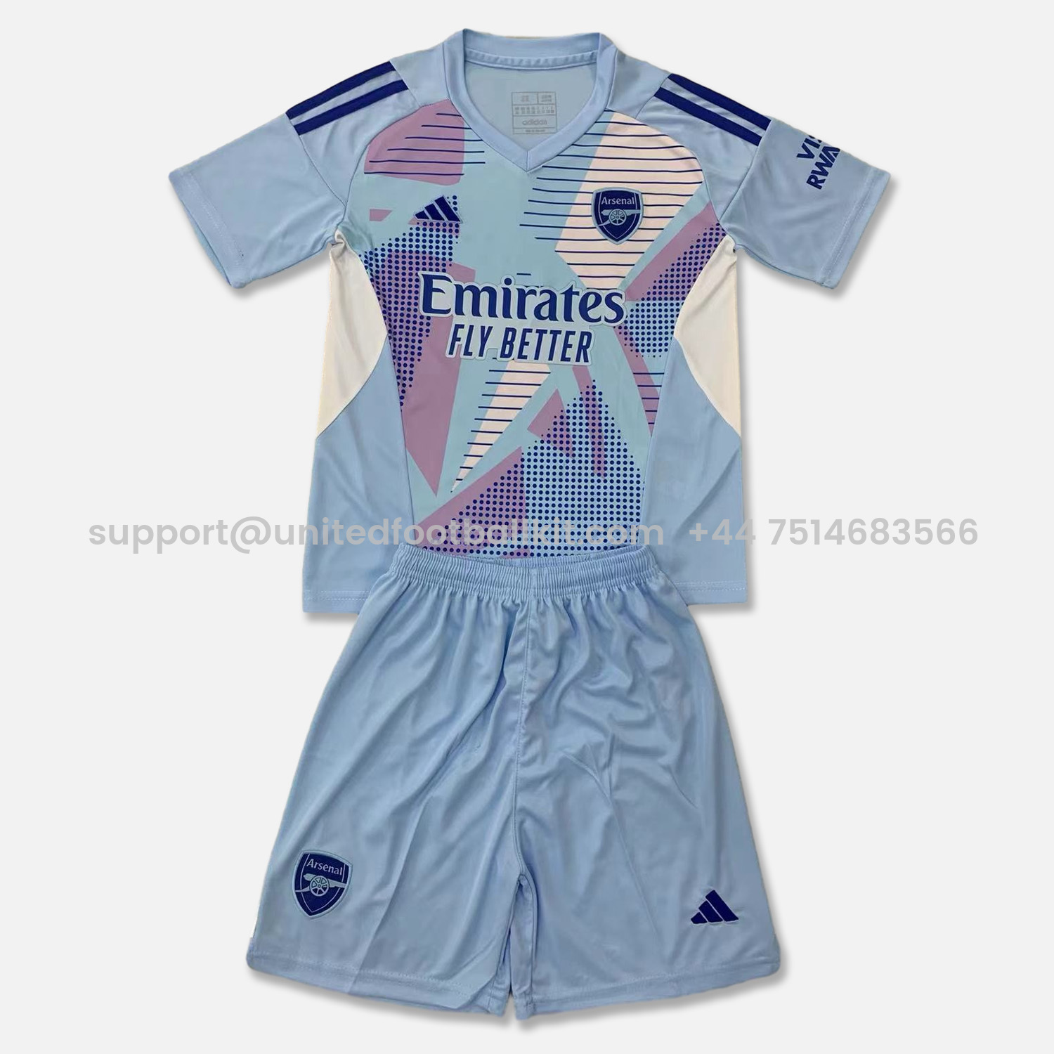 Unitedfootballkit.com | Arsenal 24-25 Lake Blue Goalkeeper Men's Adult Jersey Set - Fans Version -Customize Name, Number and Patch | Worldwide Shipping