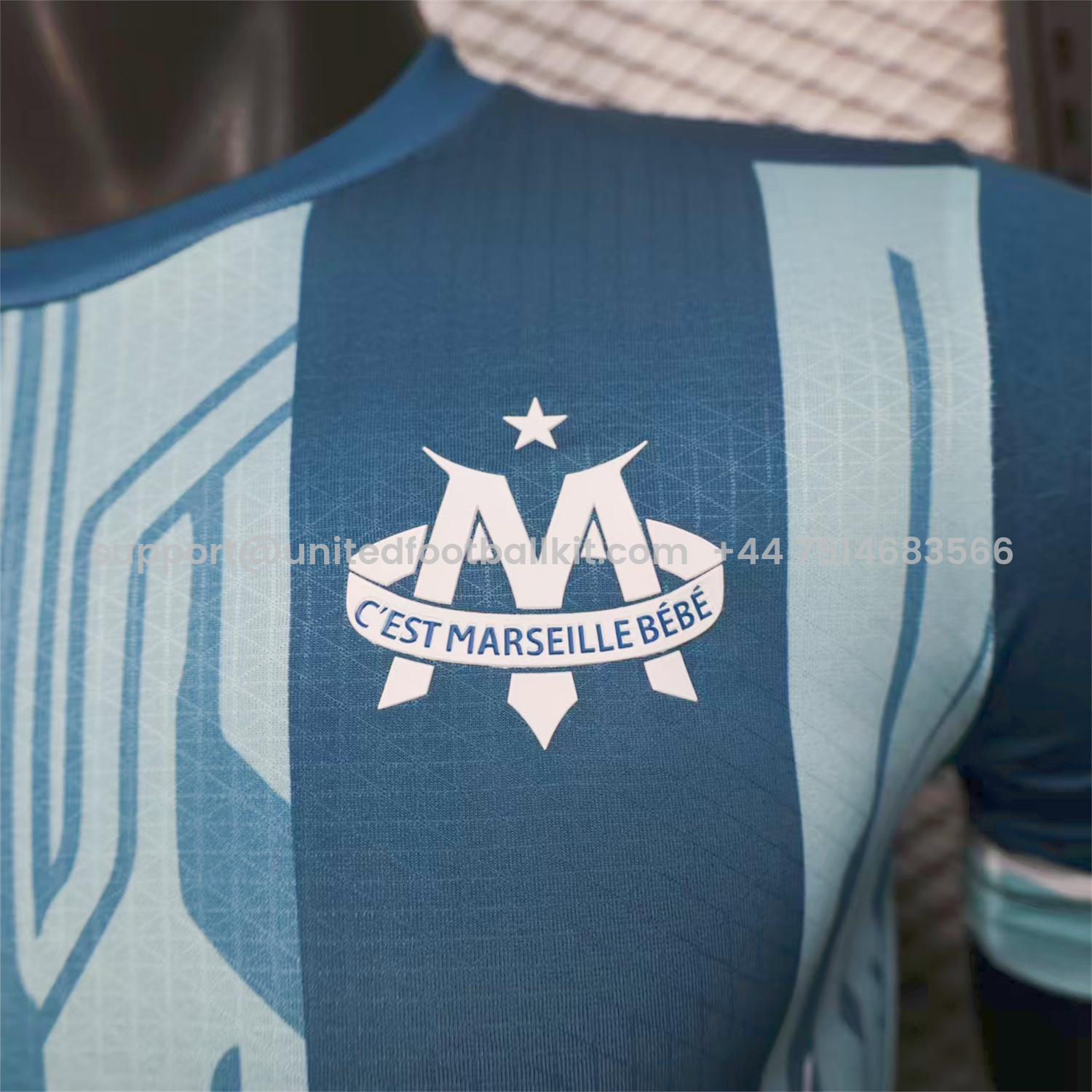 Unitedfootballkit.com | Marseille 25-26 Blue Stripes Special Jersey - Player Version -Customize Name, Number and Patch | Worldwide Shipping
