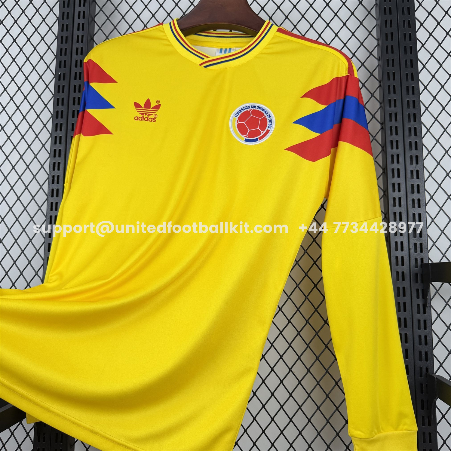 Unitedfootballkit.com | Retro Colombia 1990 Home Long Sleeves Jersey - Fans Version -Customize Name, Number and Patch | Worldwide Shipping