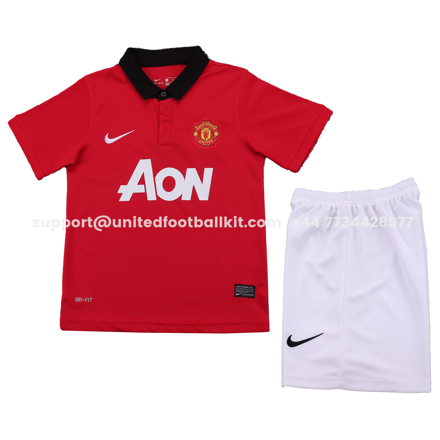 Unitedfootballkit.com | Retro Manchester United 2013-14 Home Kids Kit -Customize Name, Number and Patch | Worldwide Shipping