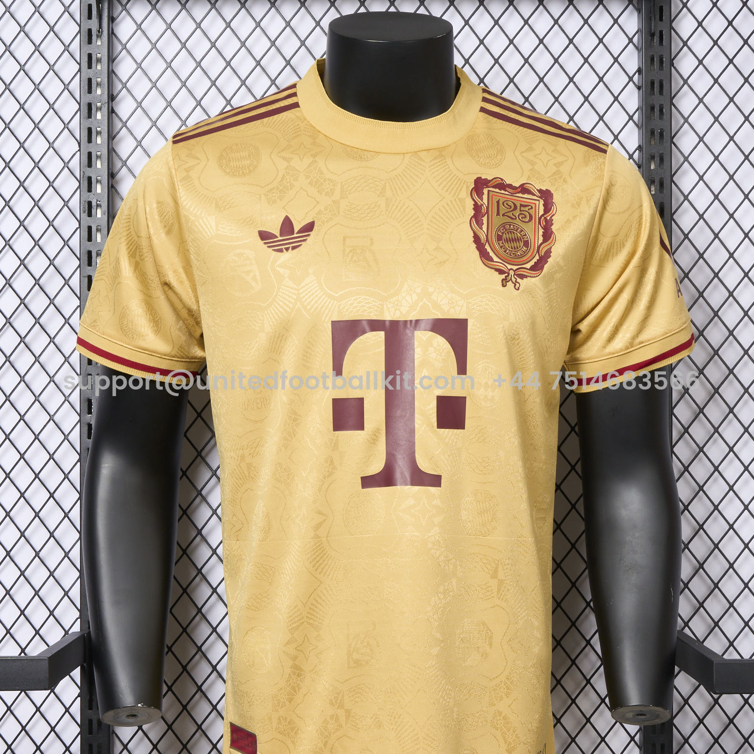 Unitedfootballkit.com | Bayern Munich 2025 Golden 125th Anniversary Jersey - Player Version -Customize Name, Number and Patch | Worldwide Shipping