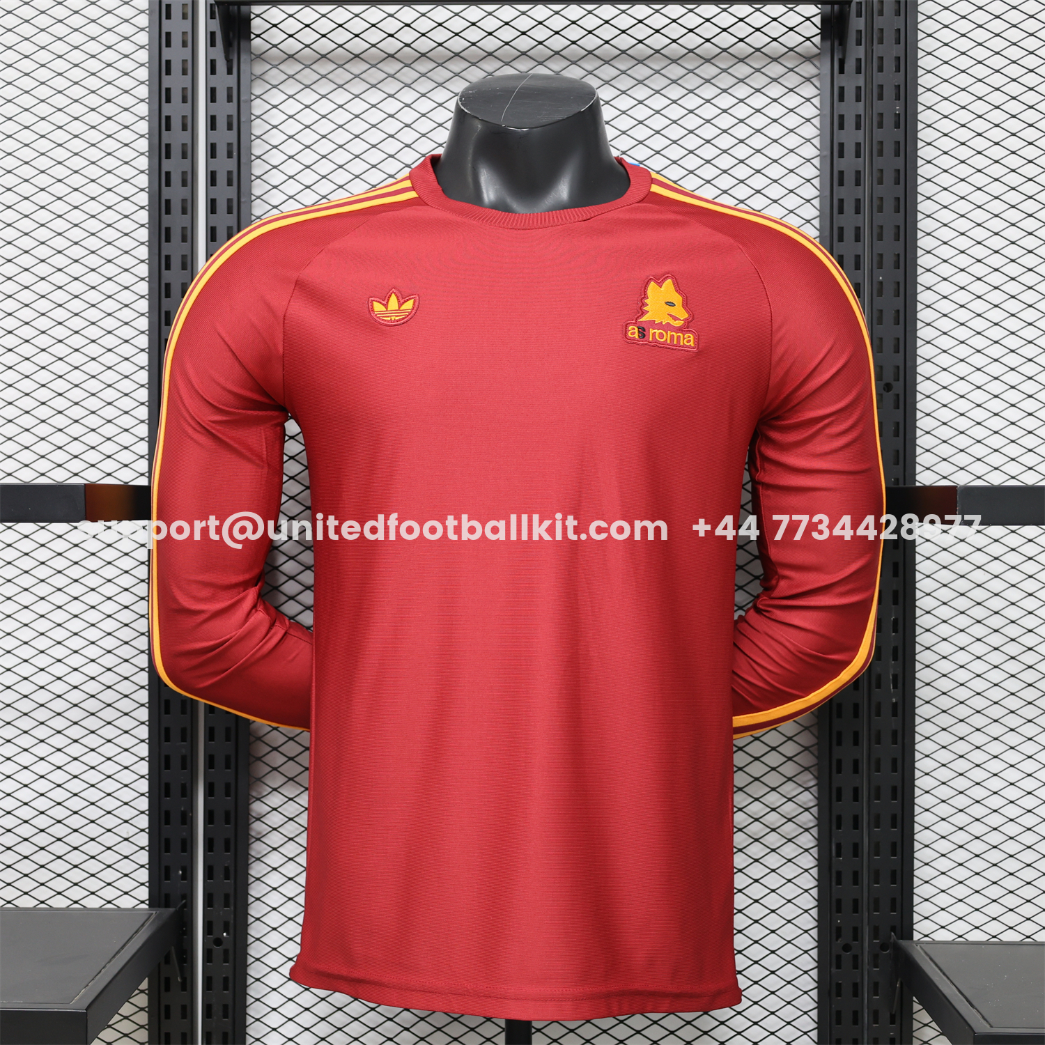 Unitedfootballkit.com | AS Roma 25-26 Retro Casual Style Red Special Long Sleeves Jersey - Player Version -Customize Name, Number and Patch | Worldwide Shipping