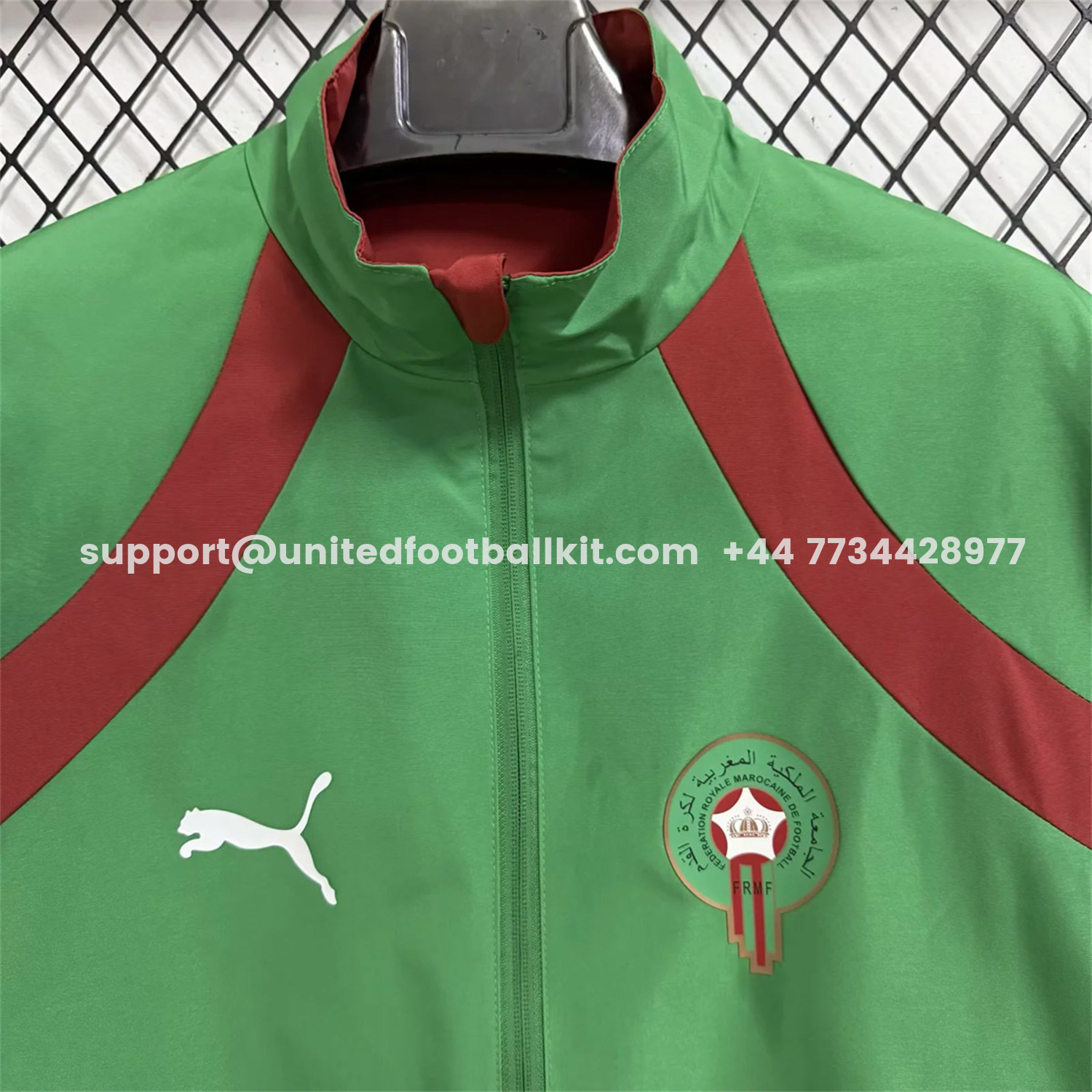 Unitedfootballkit.com | Morocco 2026 Pre-Match Double Sided Reversible Windbreaker - Red -Customize Name, Number and Patch | Worldwide Shipping