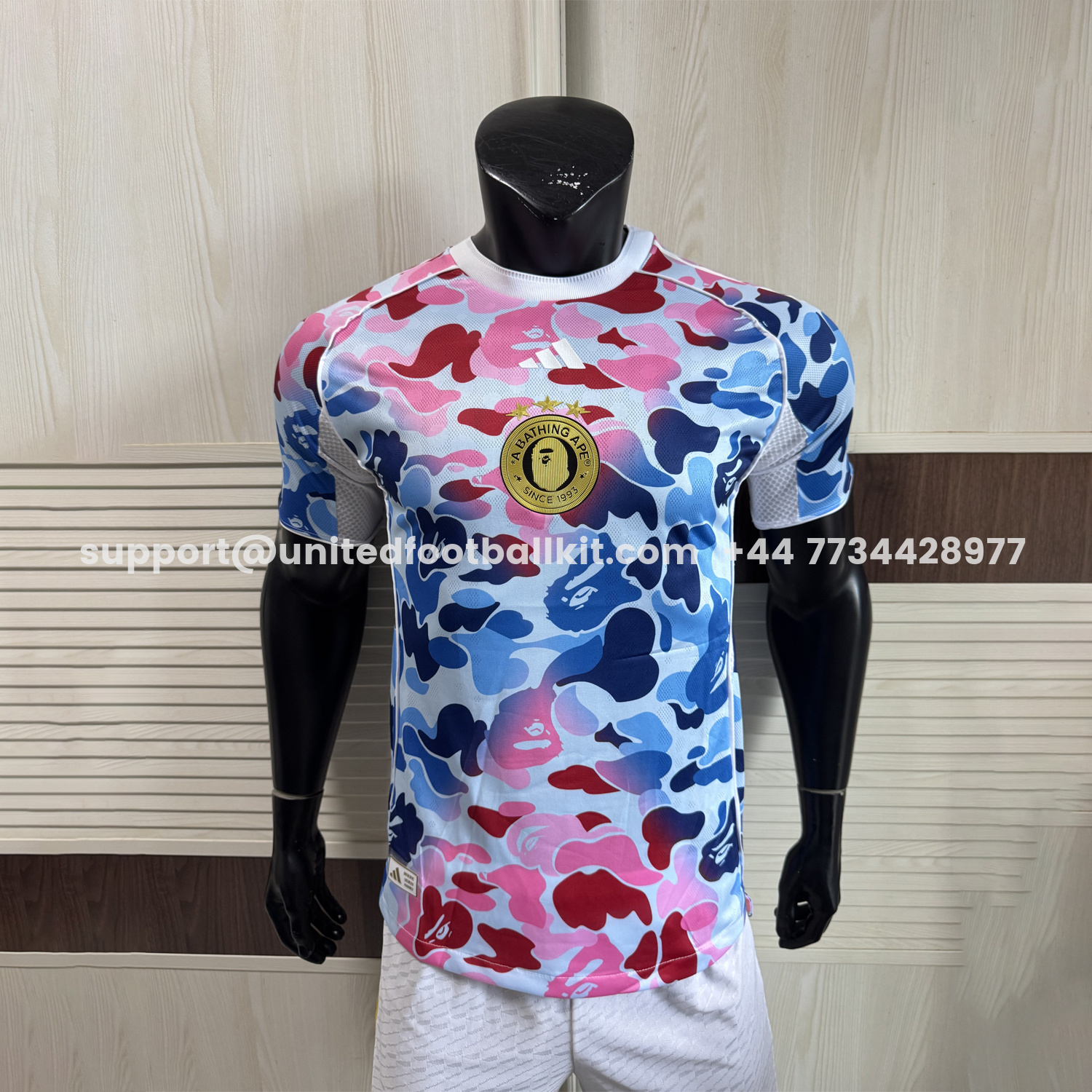 Unitedfootballkit.com | Adidas x A Bathing Ape Pink And Blue Camouflage Special Jersey - Player Version -Customize Name, Number and Patch | Worldwide Shipping