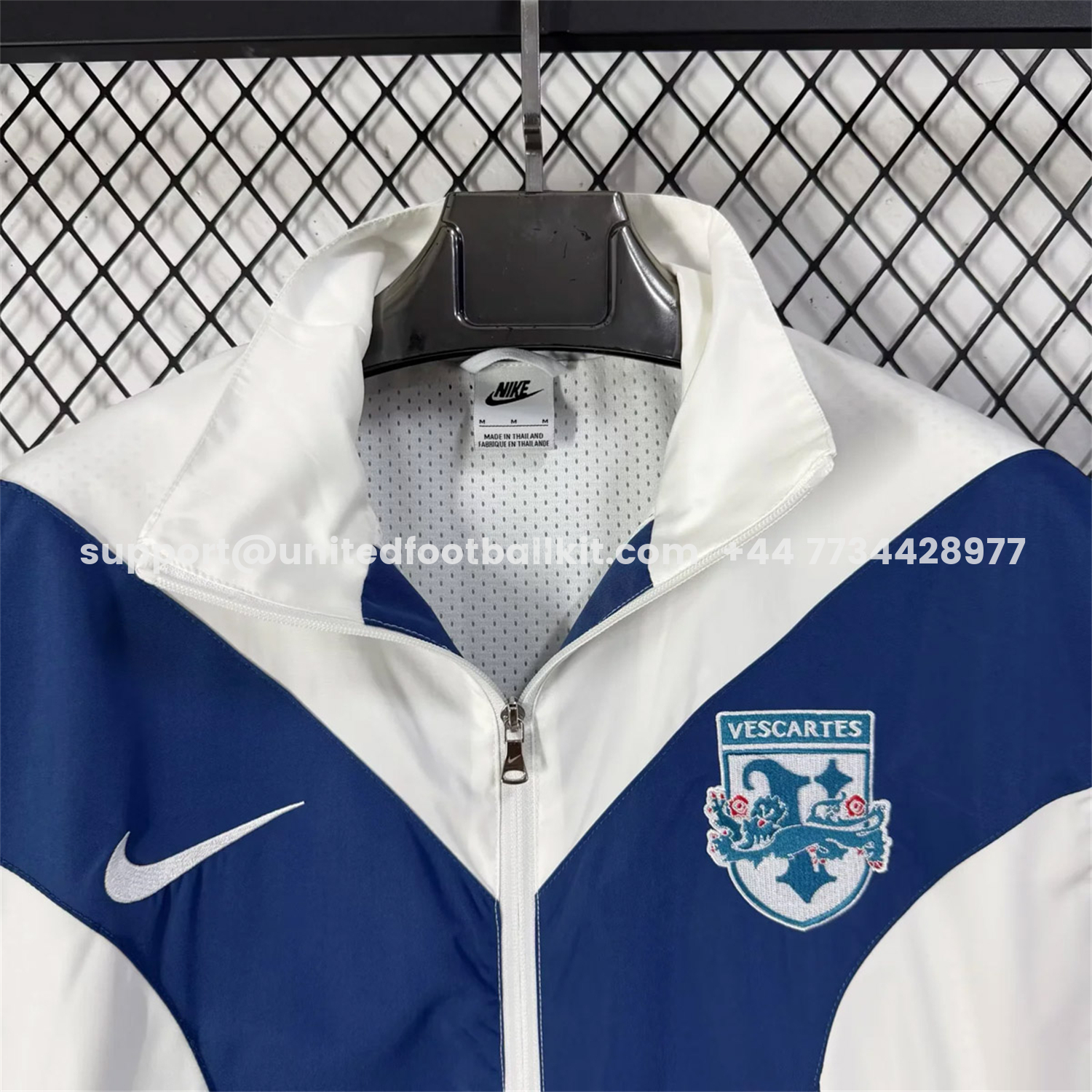Unitedfootballkit.com | England 2026 Retro Style Windbreaker Jacket - Blue And White -Customize Name, Number and Patch | Worldwide Shipping