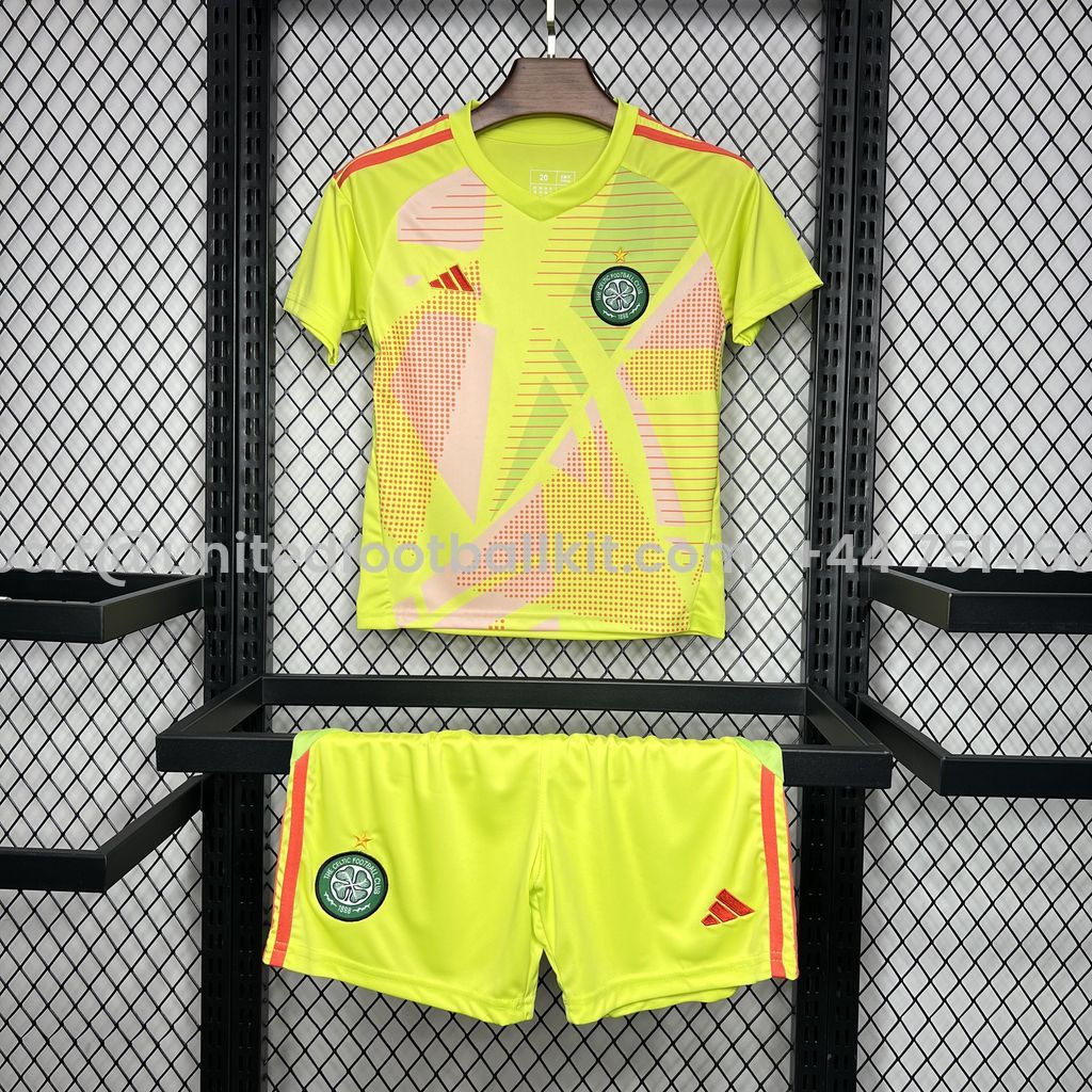 Unitedfootballkit.com | Celtic 24-25 Green Goalkeeper Kids Kit -Customize Name, Number and Patch | Worldwide Shipping