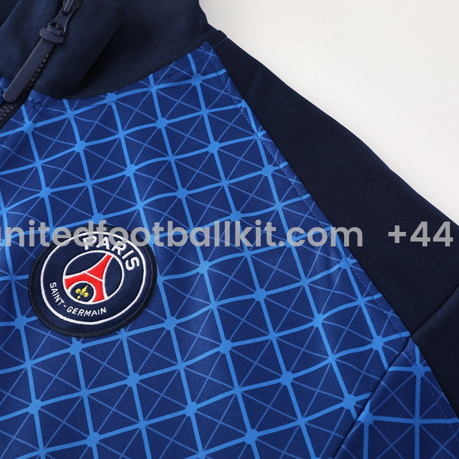 Unitedfootballkit.com | Paris Saint-Germain PSG 24-25 Jacket Training Tracksuit - Blue Plaid -Customize Name, Number and Patch | Worldwide Shipping