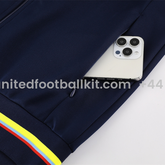 Unitedfootballkit.com | Colombia 2024 100th Anniversary 24-25 Jacket Training Tracksuit - Deep Blue -Customize Name, Number and Patch | Worldwide Shipping