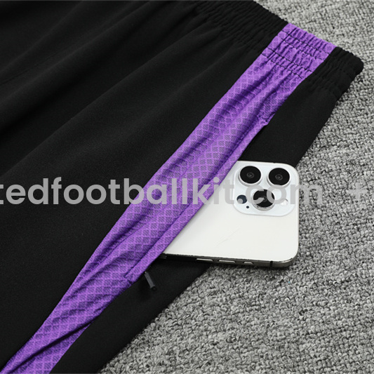 Unitedfootballkit.com | Real Madrid 24-25 Long Sleeve Training Set - Player Version - Black and Purple -Customize Name, Number and Patch | Worldwide Shipping