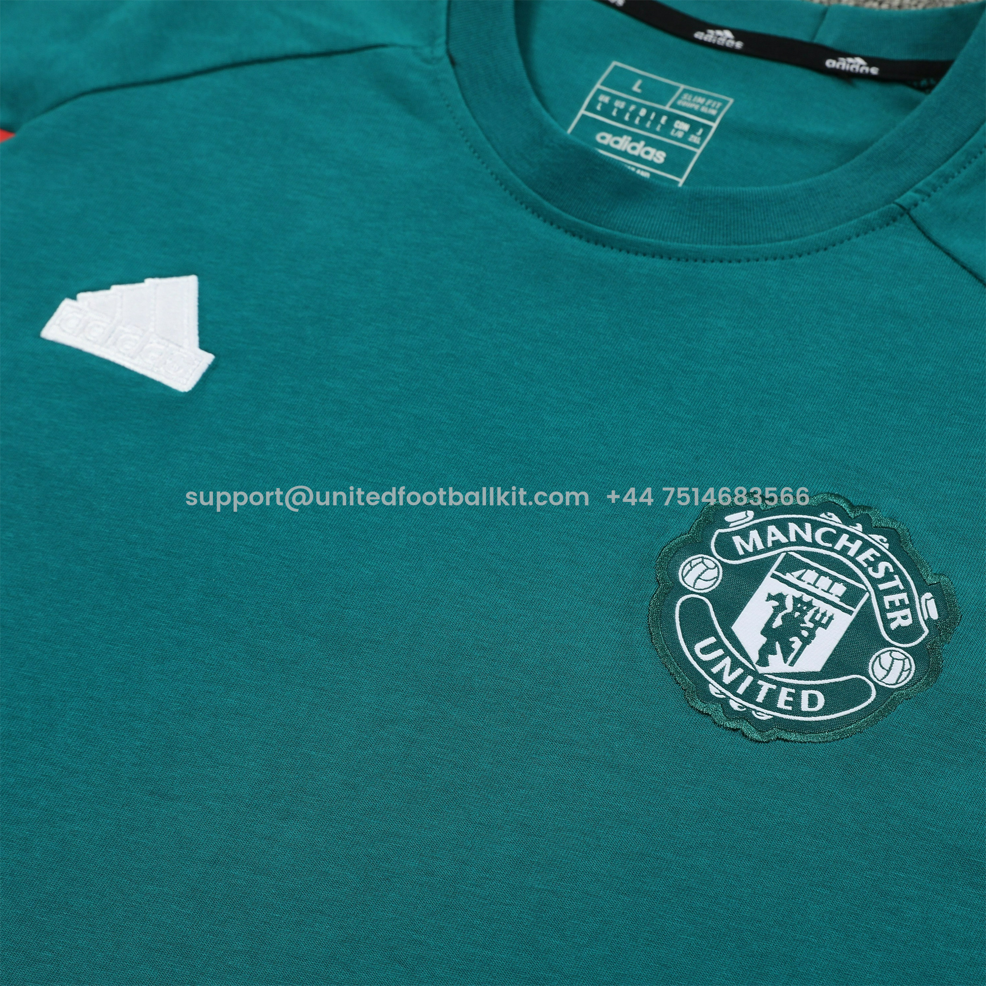 Unitedfootballkit.com | Manchester United 24-25 Short-Sleeve Training Set - Deep Green Top & Grey Shorts -Customize Name, Number and Patch | Worldwide Shipping