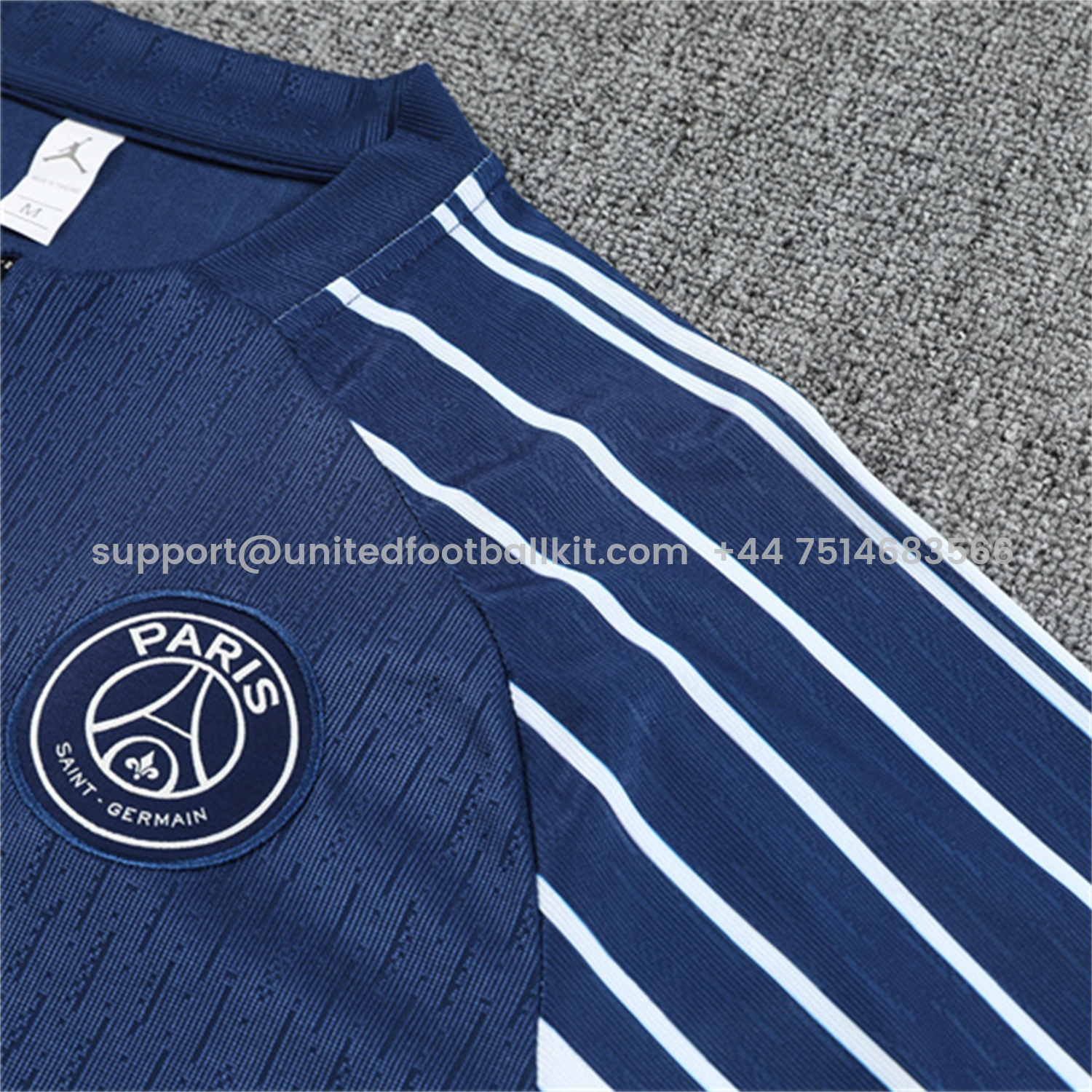 Unitedfootballkit.com | Paris Saint-Germain PSG 25-26 Long Sleeve Training Set - JD White Wing Royal Blue Top and Pants -Customize Name, Number and Patch | Worldwide Shipping