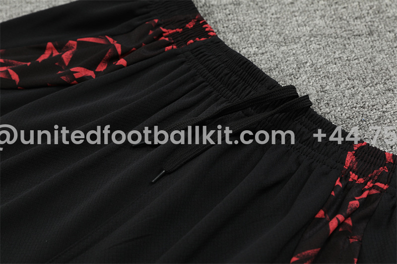 Unitedfootballkit.com | Manchester United 24-25 Short-Sleeve Training Kids Kit - Black Red Camouflage -Customize Name, Number and Patch | Worldwide Shipping