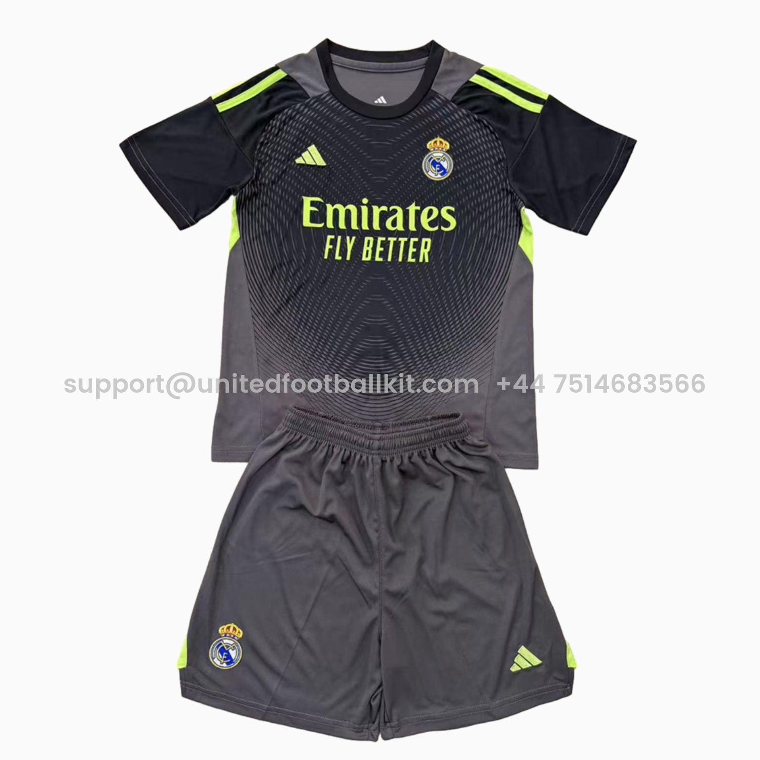 Unitedfootballkit.com | Real Madrid 25-26 Grey Black Goalkeeper Men's Adult Jersey Set - Fans Version -Customize Name, Number and Patch | Worldwide Shipping