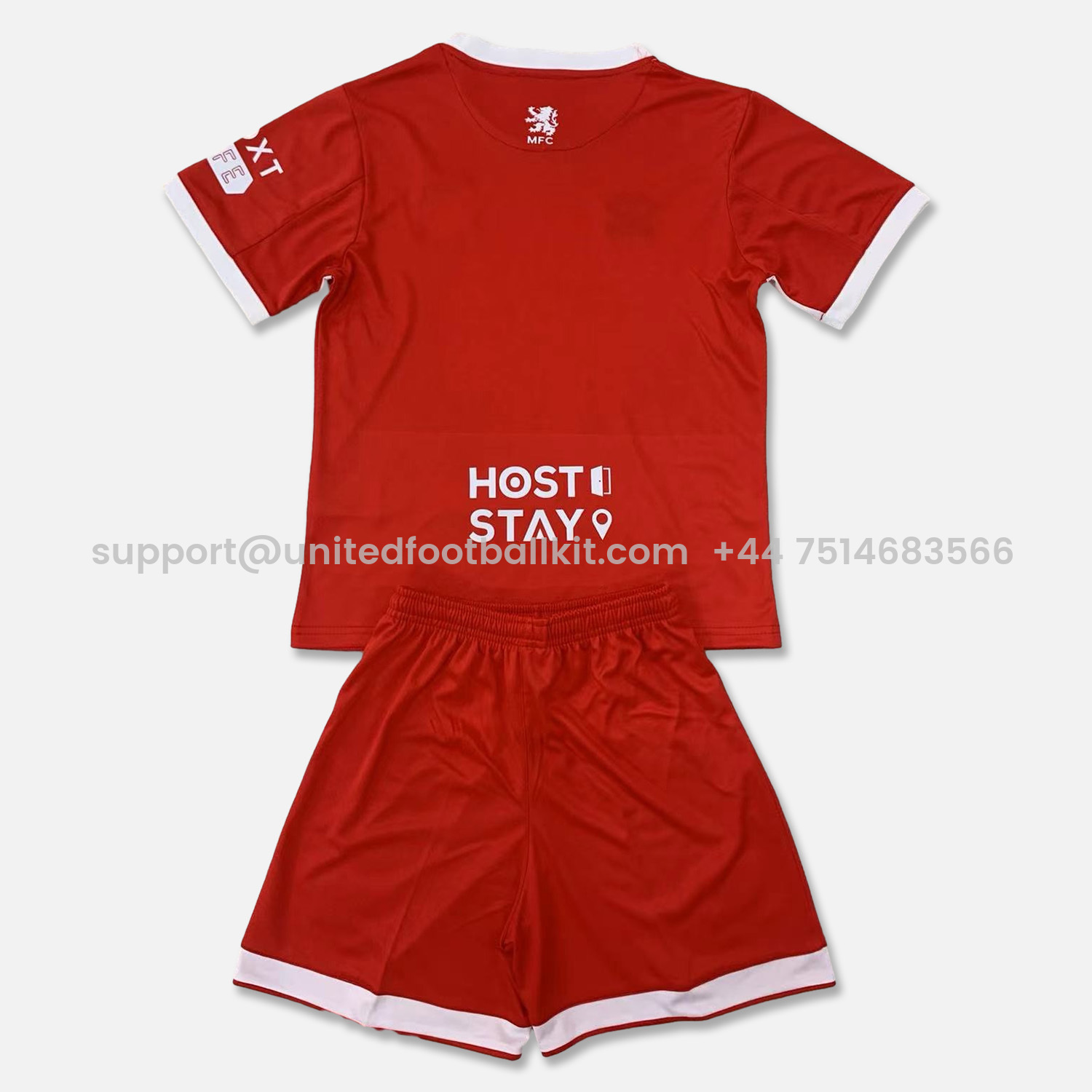 Unitedfootballkit.com | Middlesbrough 24-25 Home Stadium Kids Kit -Customize Name, Number and Patch | Worldwide Shipping