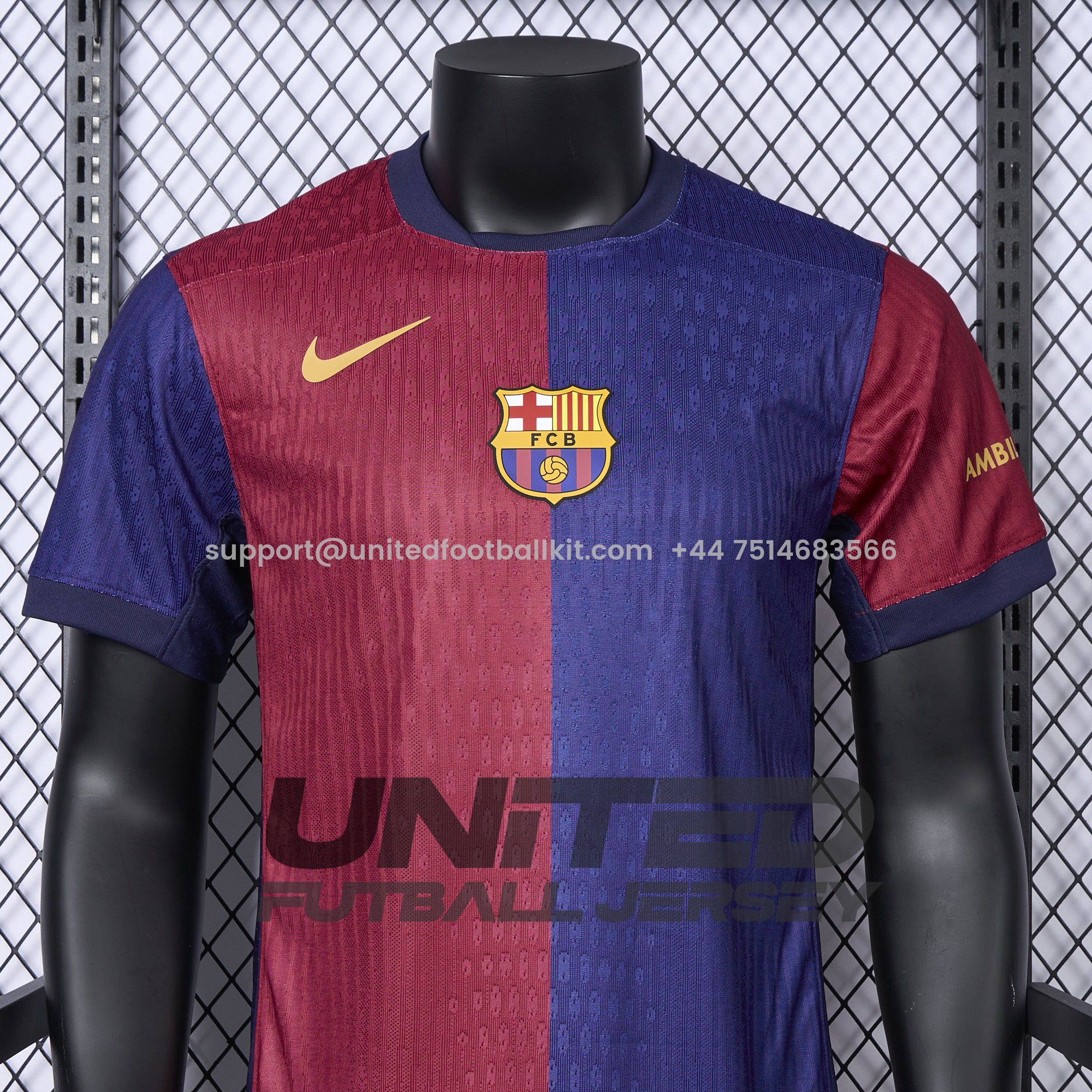 Unitedfootballkit.com | Barcelona 24-25 Home Unsponsored Jersey - Player Version -Customize Name, Number and Patch | Worldwide Shipping