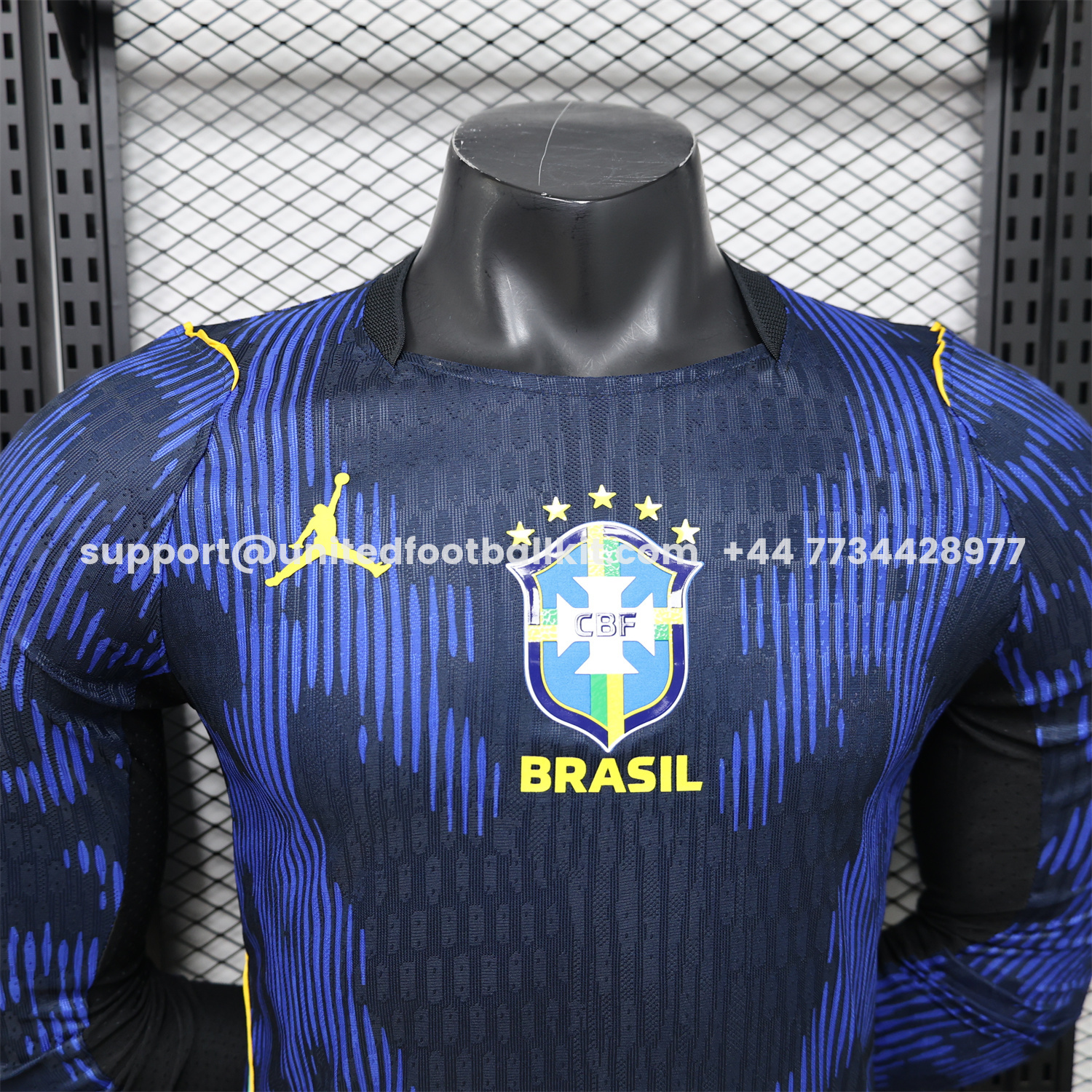 Unitedfootballkit.com | Brazil 2026 Away Blue Long Sleeves Jersey - Player Version -Customize Name, Number and Patch | Worldwide Shipping