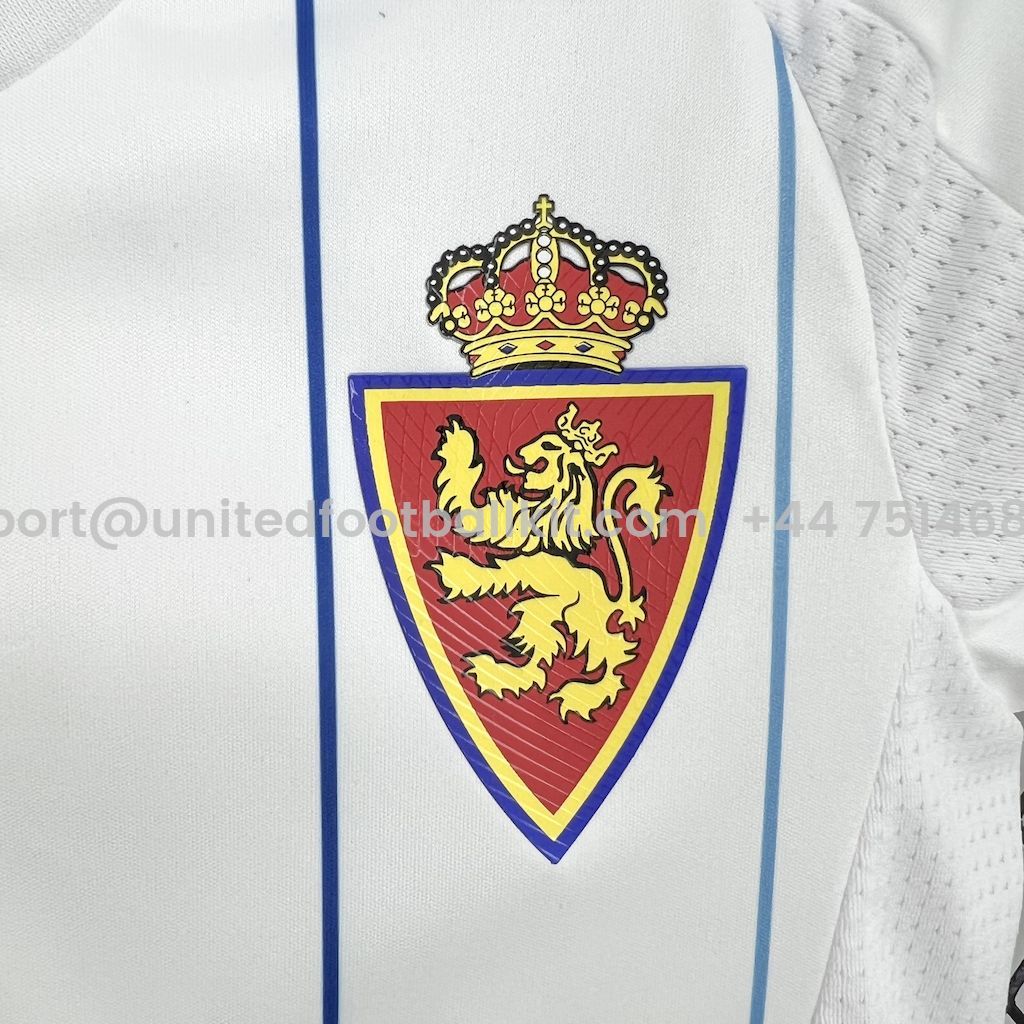 Unitedfootballkit.com | Real Zaragoza 24-25 Home Kids Kit -Customize Name, Number and Patch | Worldwide Shipping