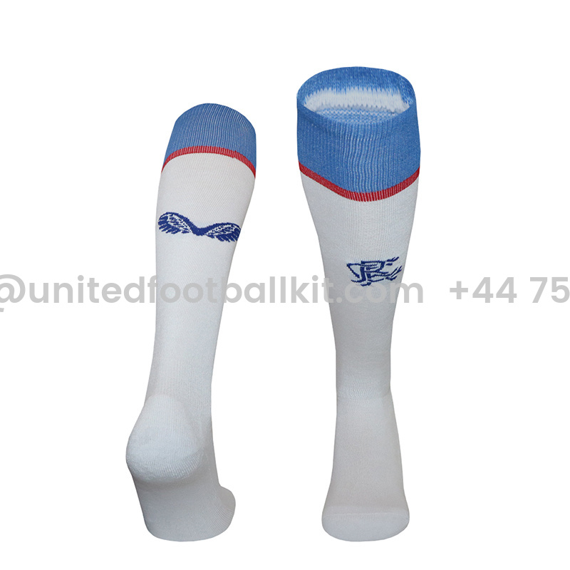Unitedfootballkit.com | Glasgow Rangers 24-25 Away Socks - White & Blue -Customize Name, Number and Patch | Worldwide Shipping