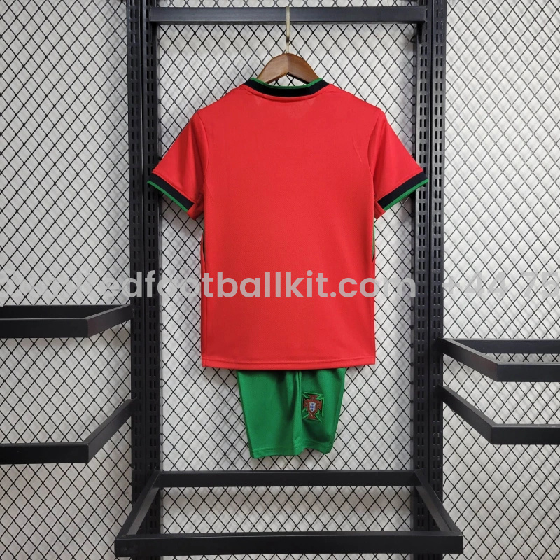 Unitedfootballkit.com | Portugal 2024 Home Stadium Kids Kit -Customize Name, Number and Patch | Worldwide Shipping