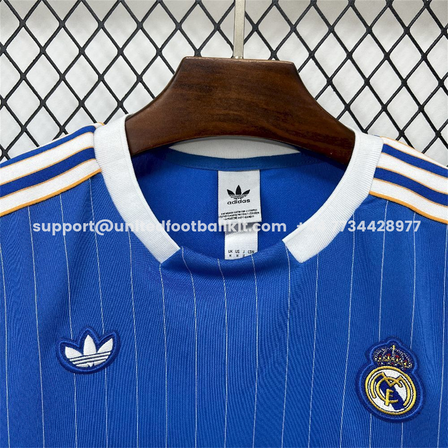 Unitedfootballkit.com | Real Madrid 25-26 Trefoil White Lines Blue Travel Jersey - Fans Version -Customize Name, Number and Patch | Worldwide Shipping