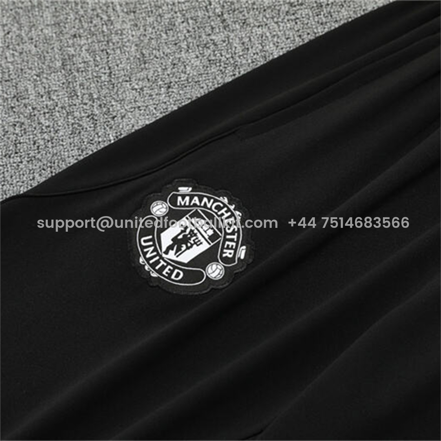 Unitedfootballkit.com | Manchester United 25-26 Long Sleeve Training Set - White Top & Black Pants -Customize Name, Number and Patch | Worldwide Shipping