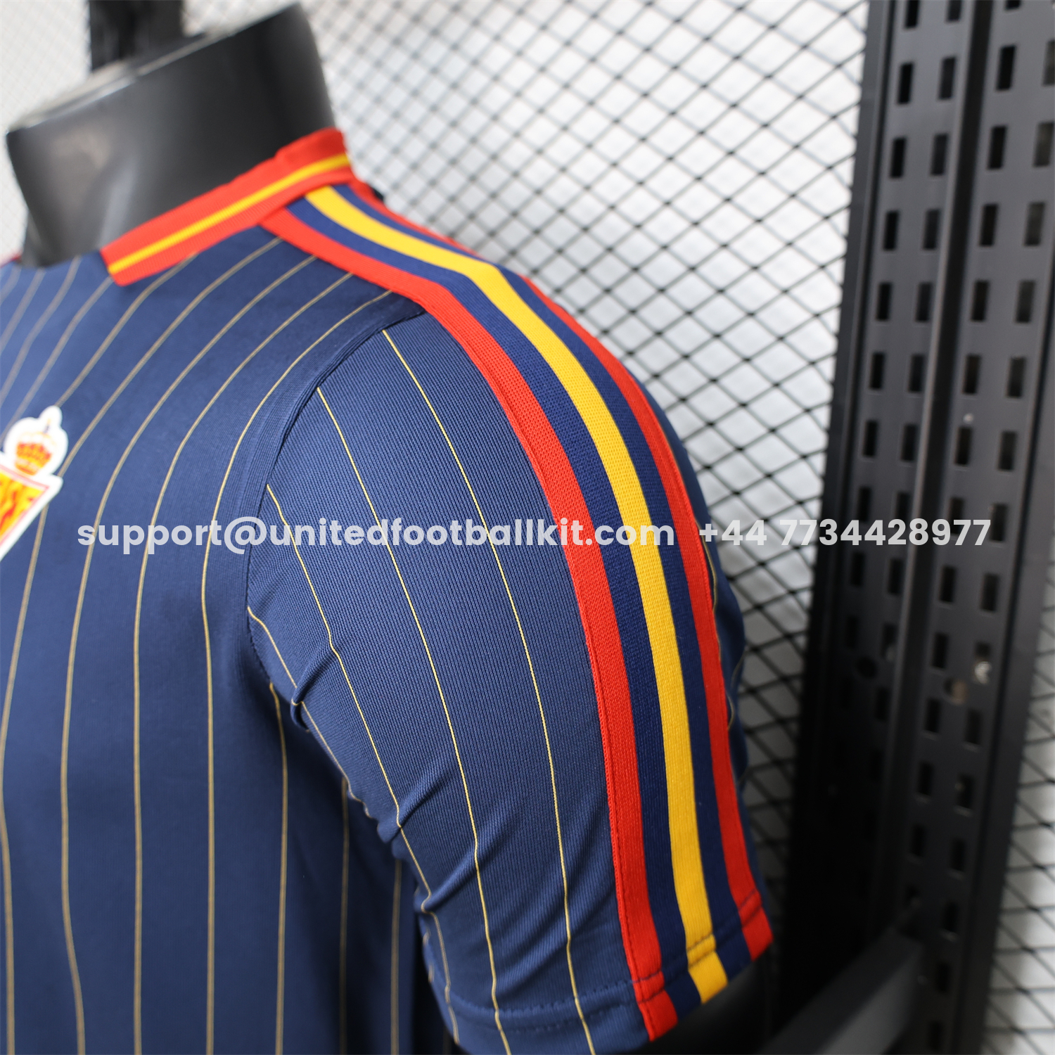 Unitedfootballkit.com | Spain 2026 Terrace Icon Retro Casual Style Deep Blue Jersey - Player Version -Customize Name, Number and Patch | Worldwide Shipping