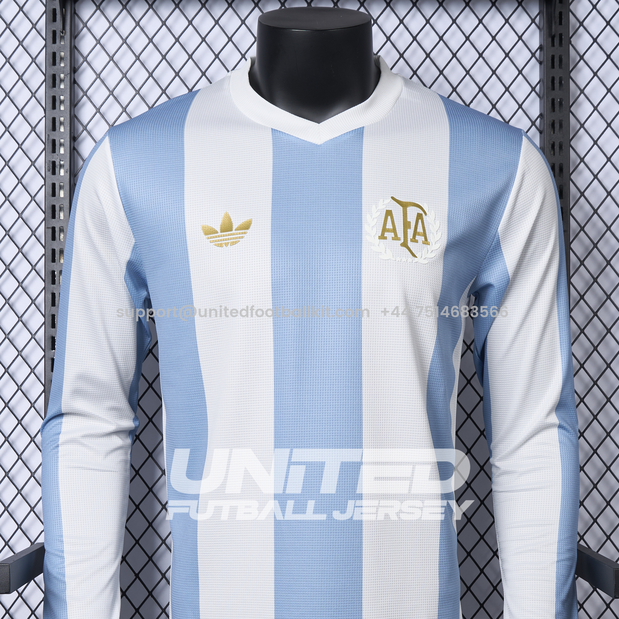 Unitedfootballkit.com | Argentina 24-25 Adi 50 Years Anniversary Long Sleeve Jersey - Player Version -Customize Name, Number and Patch | Worldwide Shipping