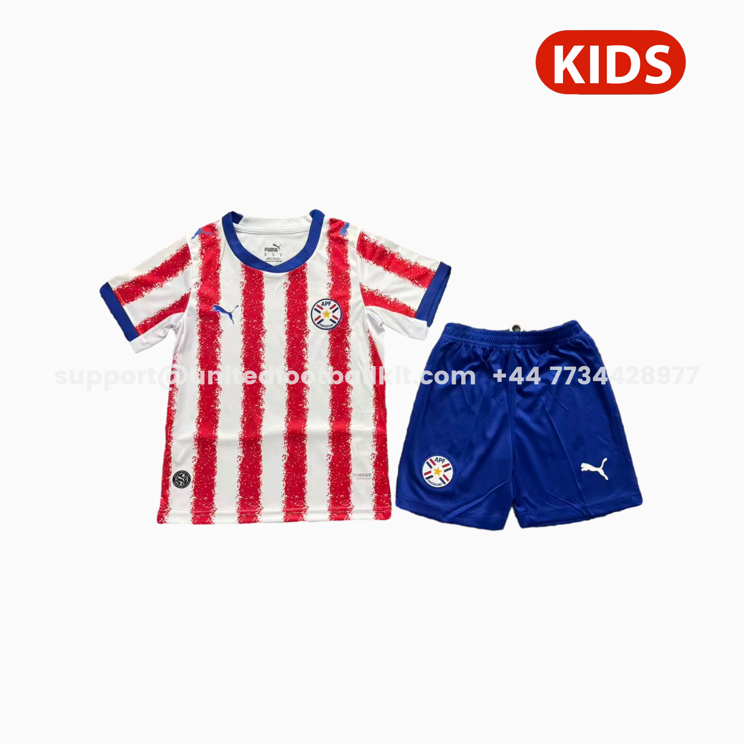 Unitedfootballkit.com | Paraguay 2026 Home Kids Kit -Customize Name, Number and Patch | Worldwide Shipping