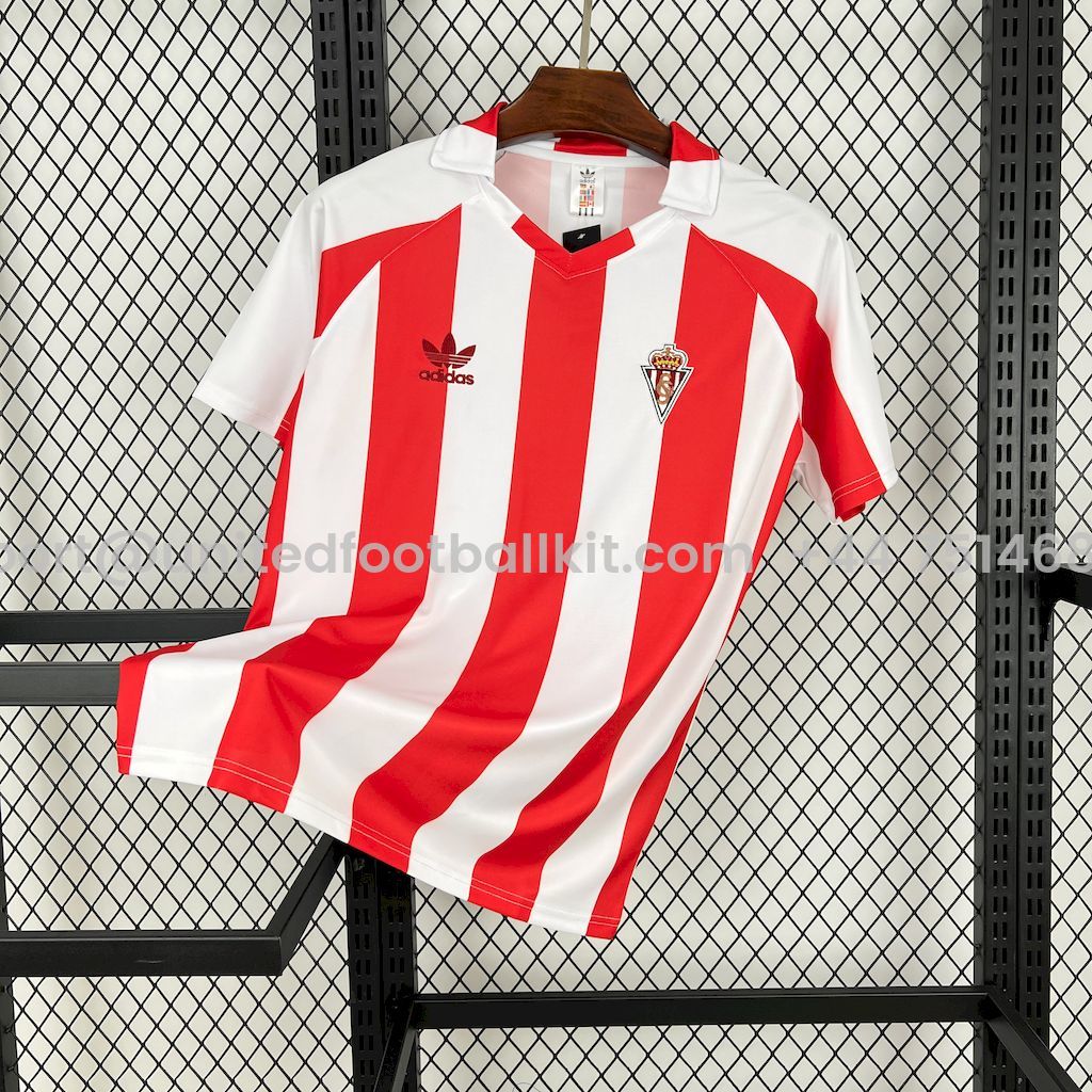 Unitedfootballkit.com | Retro Sporting de Gijon 1980-81 Home Jersey -Customize Name, Number and Patch | Worldwide Shipping