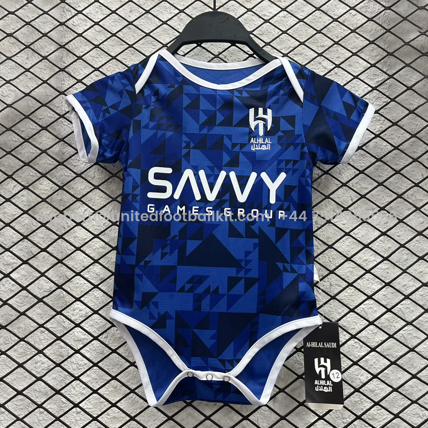 Unitedfootballkit.com | Al Hilal Riyadh Crescent 24-25 Home Baby Crawling Suit -Customize Name, Number and Patch | Worldwide Shipping
