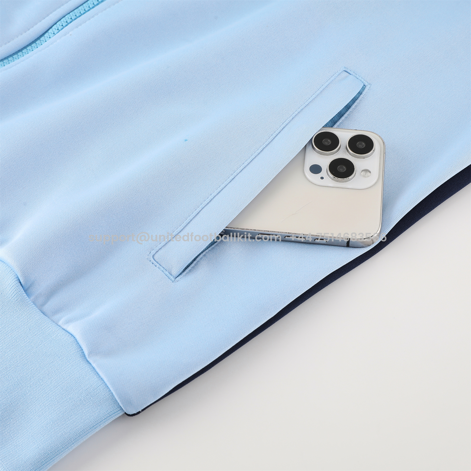 Unitedfootballkit.com | France 24-25 Jacket Training Tracksuit - Sky Blue -Customize Name, Number and Patch | Worldwide Shipping