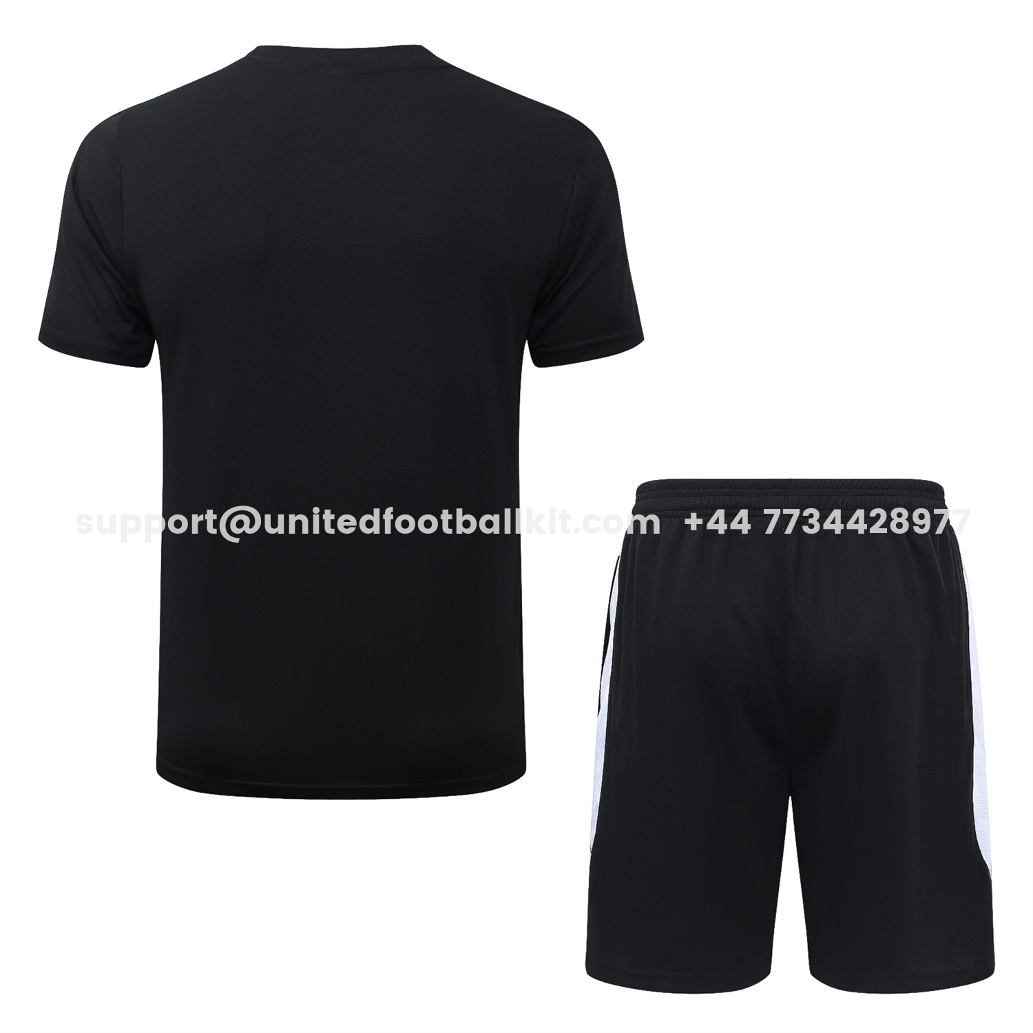 Unitedfootballkit.com | Paris Saint-Germain PSG 26-27 Short-Sleeve Training Set - White Border Black Top & Shorts -Customize Name, Number and Patch | Worldwide Shipping