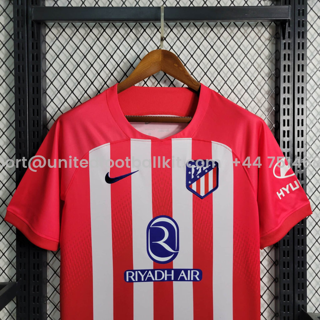 Unitedfootballkit.com | Atletico Madrid 23-24 Home Stadium Jersey - Fans Version -Customize Name, Number and Patch | Worldwide Shipping