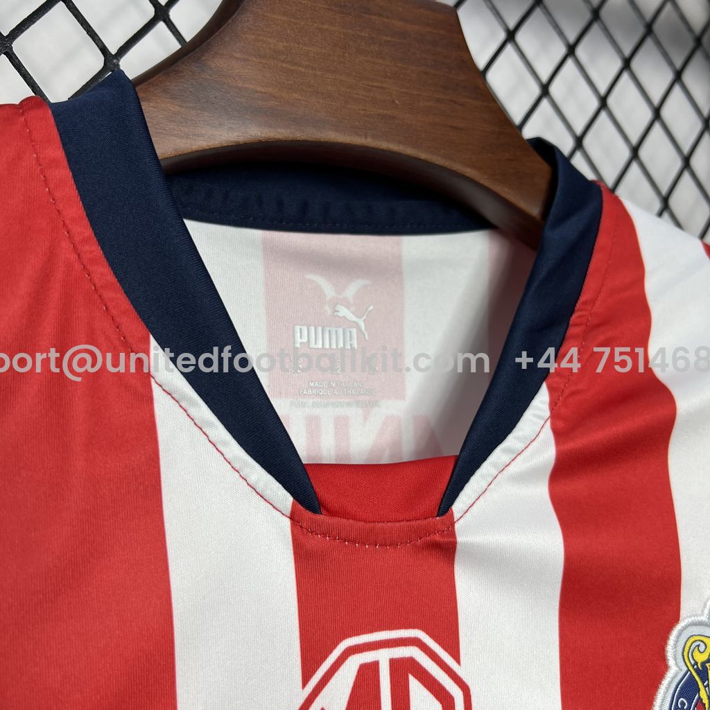 Unitedfootballkit.com | Chivas de Guadalajara 24-25 Home Stadium Kids Kit -Customize Name, Number and Patch | Worldwide Shipping