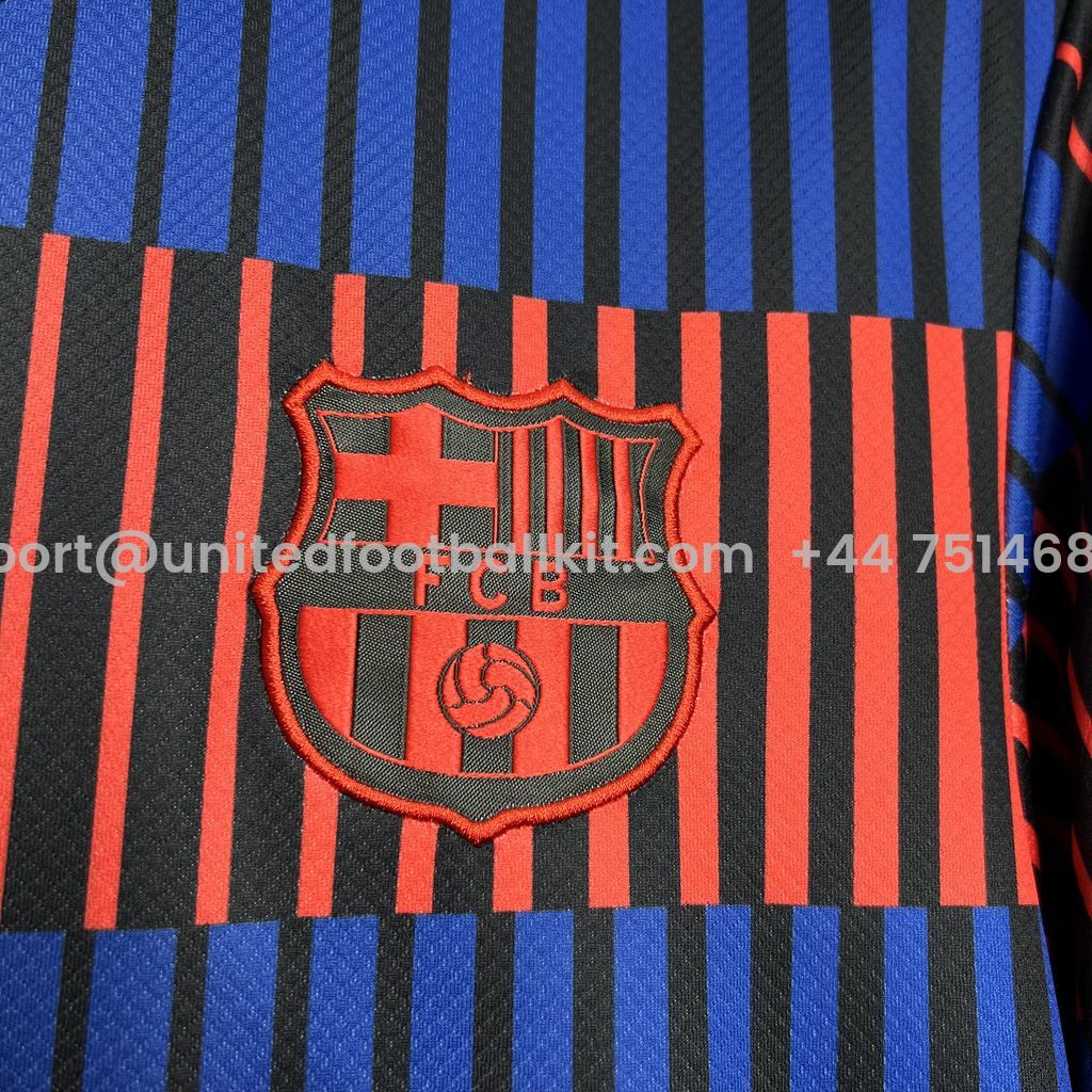 Unitedfootballkit.com | Barcelona 24-25 Stripe Pre-Match Training Jersey - Fans Version -Customize Name, Number and Patch | Worldwide Shipping