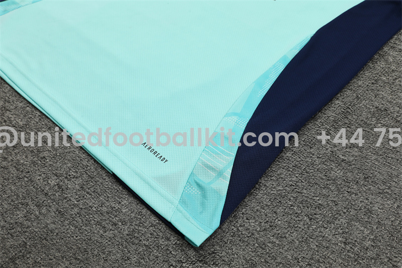 Unitedfootballkit.com | Arsenal 24-25 Short-Sleeve Training Kids Kit - Lake Blue -Customize Name, Number and Patch | Worldwide Shipping