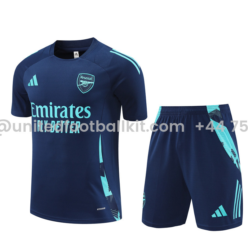 Unitedfootballkit.com | Arsenal 24-25 Short-Sleeve Training Set - Deep Blue -Customize Name, Number and Patch | Worldwide Shipping
