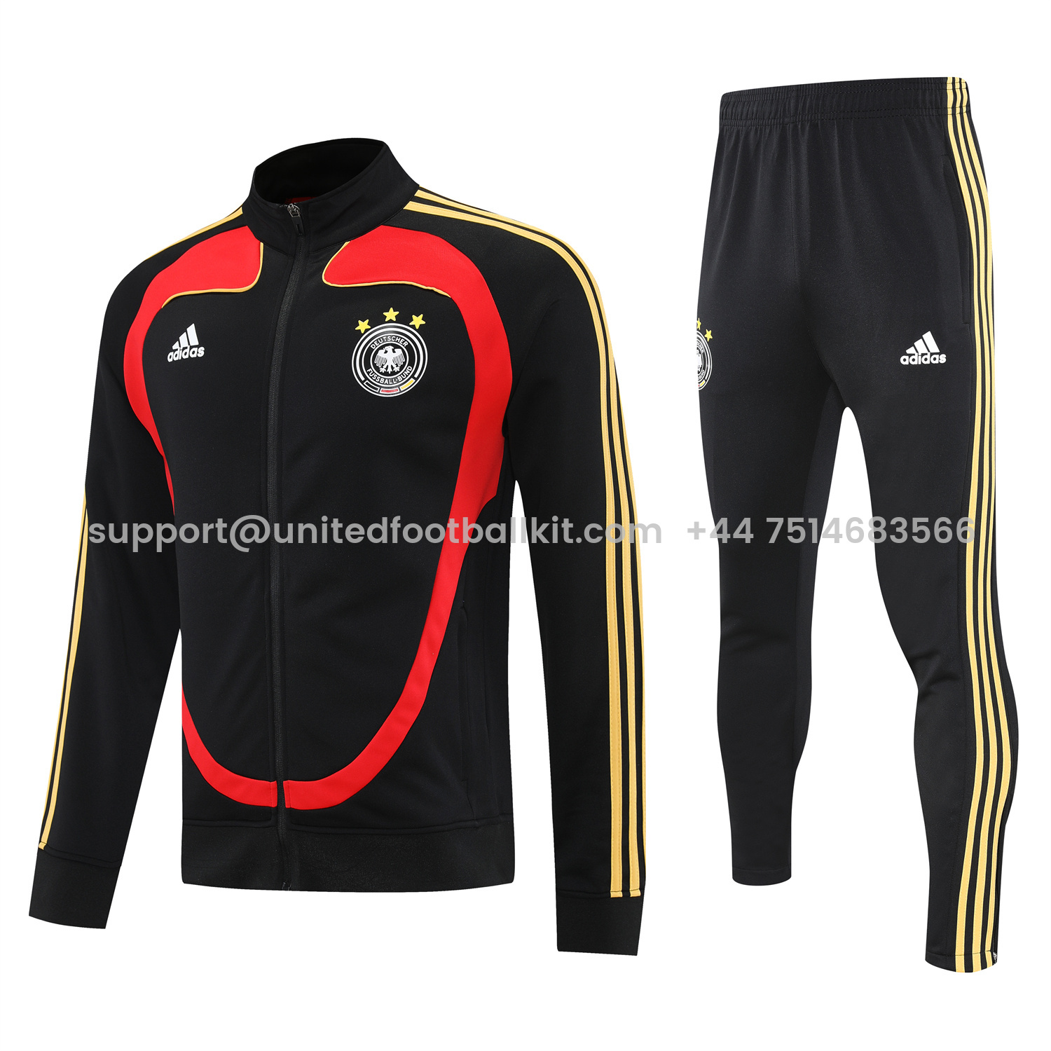 Unitedfootballkit.com | Germany 25-26 Jacket Training Tracksuit - Black Jackets & Black Pants -Customize Name, Number and Patch | Worldwide Shipping