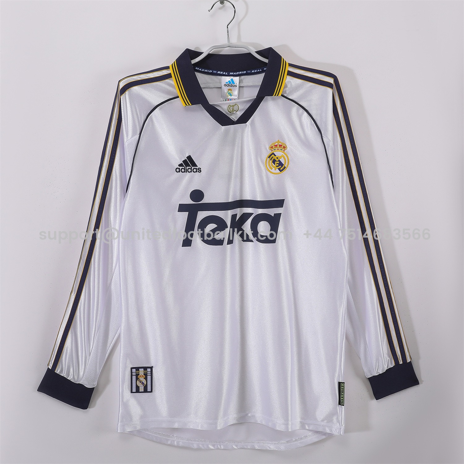 Unitedfootballkit.com | Retro Real Madrid 1998-00 Home Long Sleeves Jersey -Customize Name, Number and Patch | Worldwide Shipping