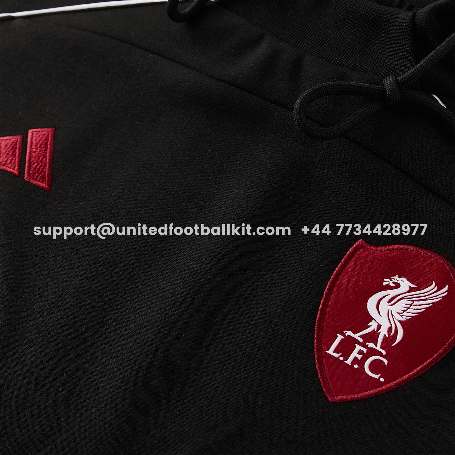 Unitedfootballkit.com | Liver.pool 25-26 Hooded Windbreaker Training Set - Black Top & Black Pants -Customize Name, Number and Patch | Worldwide Shipping